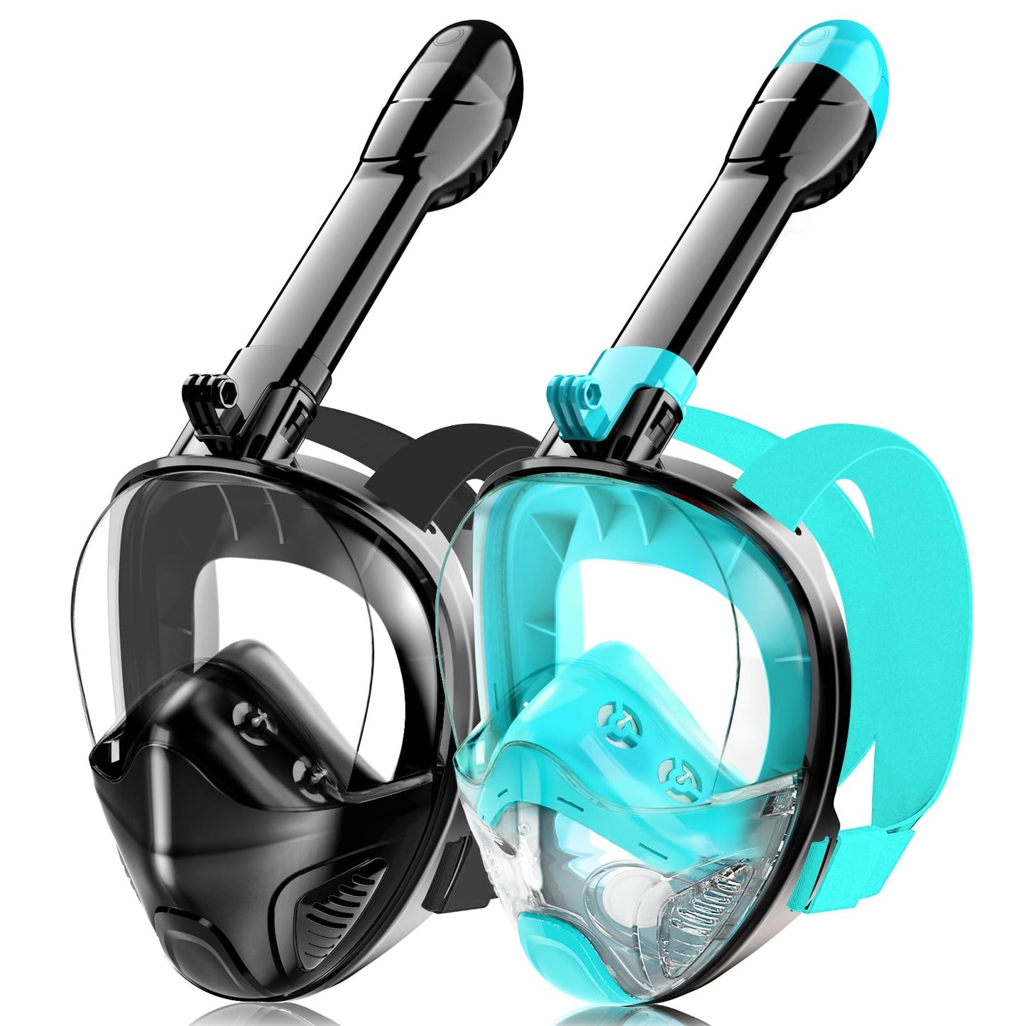 Full Face Snorkel Mask for Adults Teen, Snorkeling Gear with Detachable Camera Mount,Panoramic 180° View, Anti-Fog Anti-Leak Snorkling Set for Man and Women
