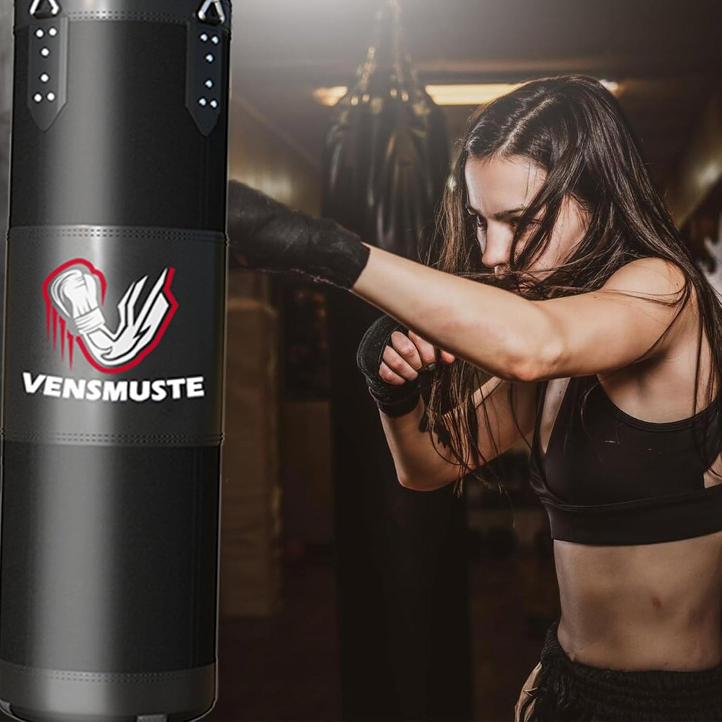 Punching Bag for Adults, 4FT Oxford Heavy Boxing Bag Set, Punching Bag with 12OZ Boxing Gloves, Chains, Hand Wraps, etc. Suitable for MMA Karate Kickboxing Boxing - Unfilled