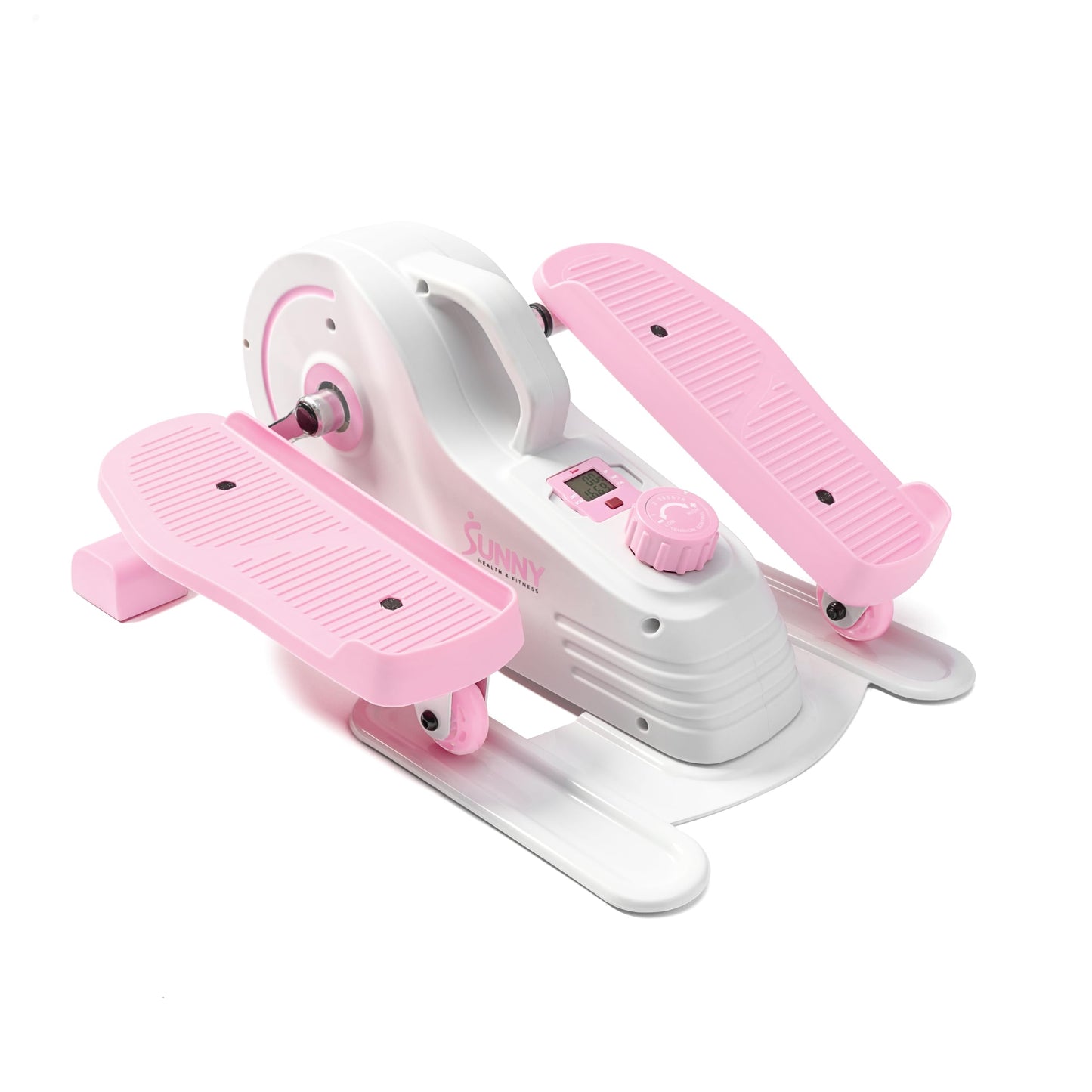 Sunny Health & Fitness Sitting Under Desk Elliptical Exerciser, Portable Pedal Training Machine for Senior Exercise, Peddler for Home Workout, Optional Free SunnyFit App, Magnetic, Motorized & In Pink