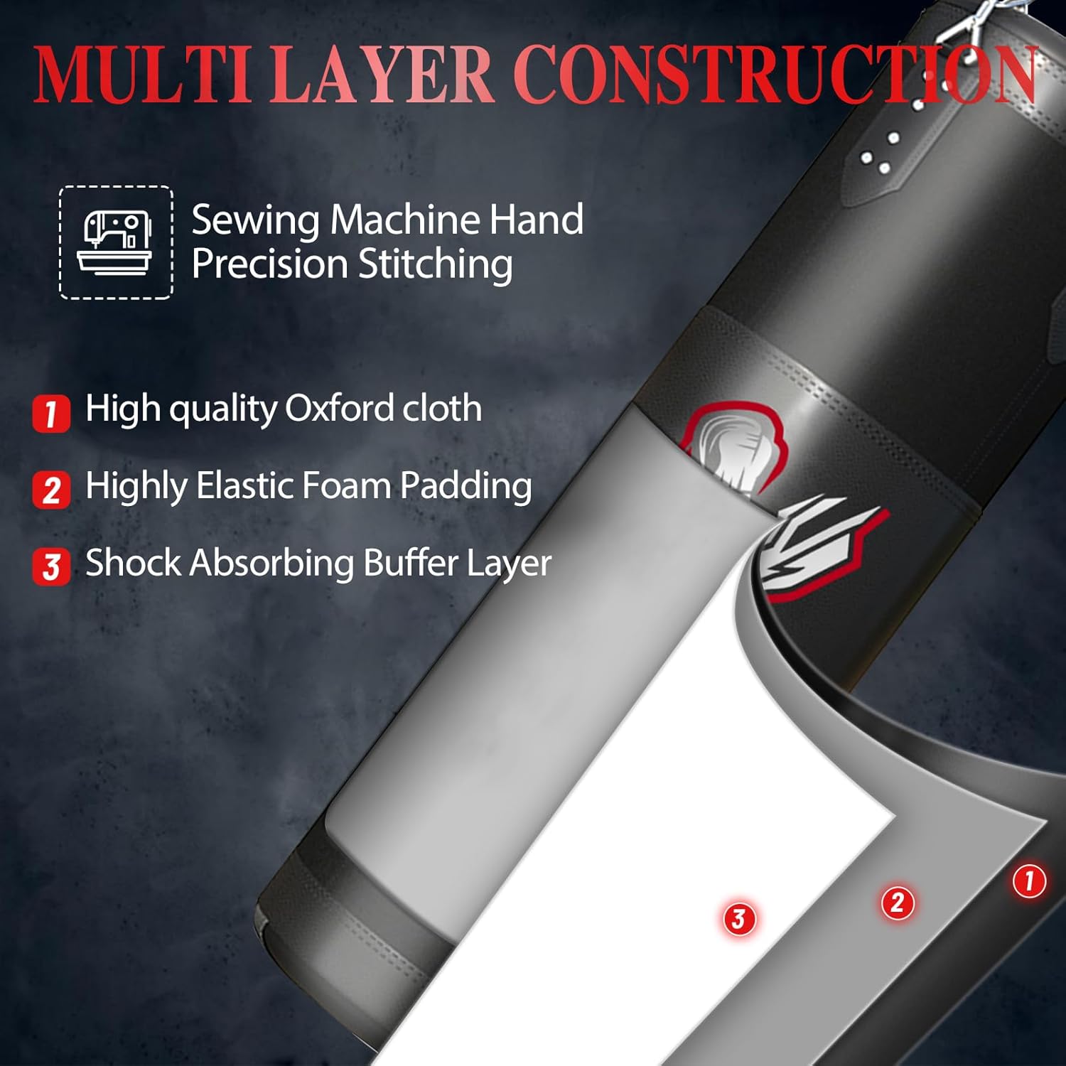 Punching Bag for Adults, 4FT Oxford Heavy Boxing Bag Set, Punching Bag with 12OZ Boxing Gloves, Chains, Hand Wraps, etc. Suitable for MMA Karate Kickboxing Boxing - Unfilled