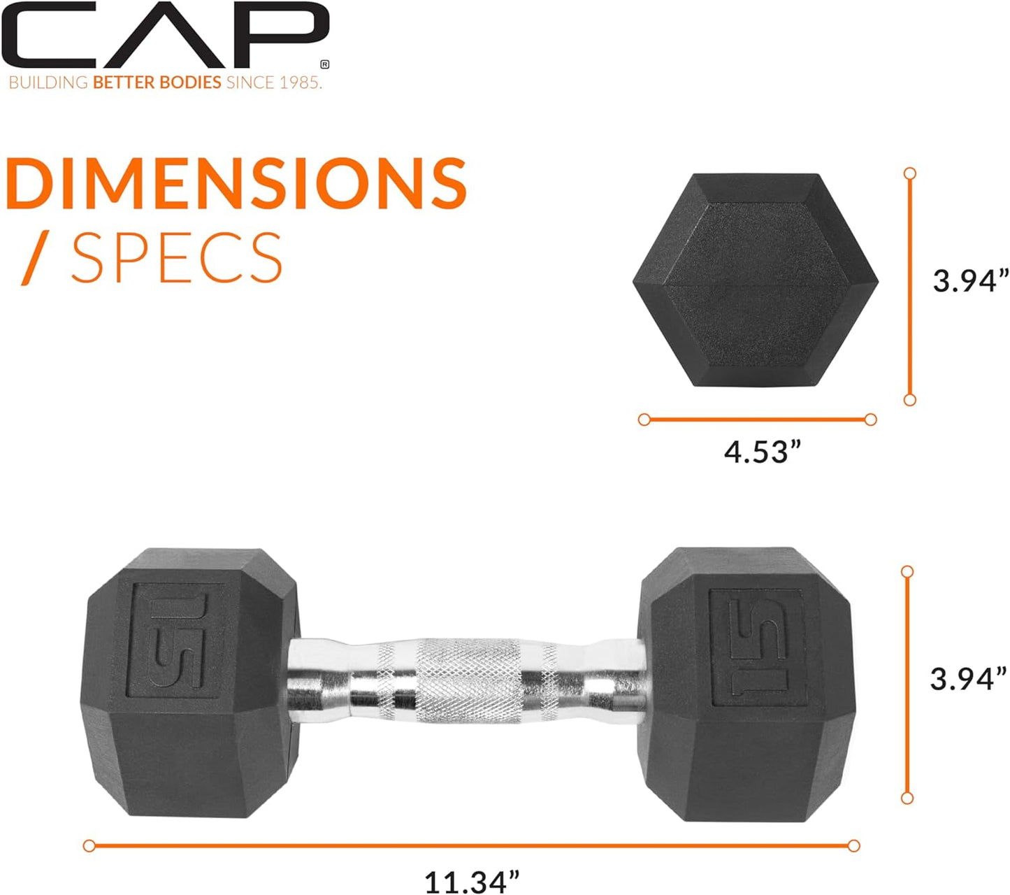 CAP Barbell Coated Hex Dumbbell Weight | Multiple Options