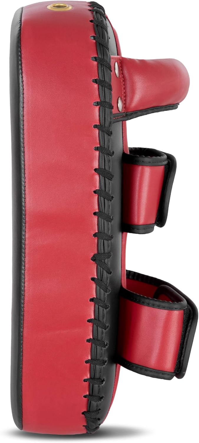 Curved Thai Pads with Strong Handle Grip, Thai-Inspired Design, 100% Genuine Leather, Combat Sports, Boxing, MMA, Martial Arts Taekwondo, Coaching, Training (Single/Pair)