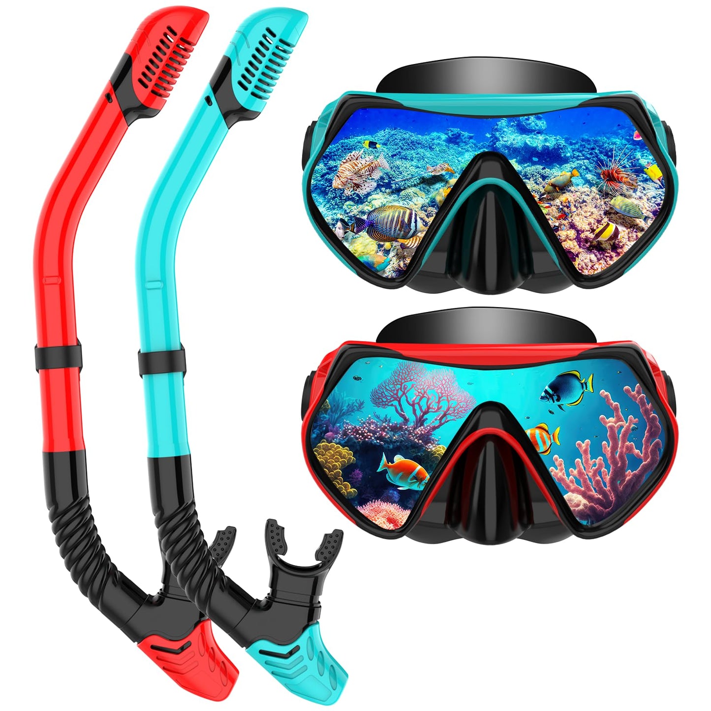 Snorkeling Gear for Adults, Dry-Top Snorkel Set Scuba Diving mask, 180°Panoramic Wide View Professional Snorkeling Gear Breathing Freely Snorkel Mask