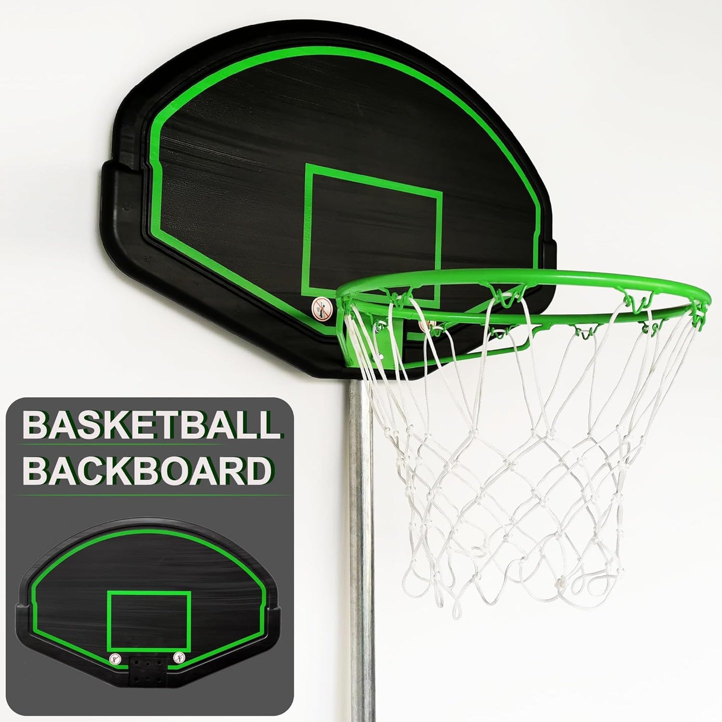 Basketball Backboard Replacement, 2 Holes Backboard for Basketball Hoop for 16ft Trampoline, 27.4in x 17.9inches Fan Shaped Back Board Replacement