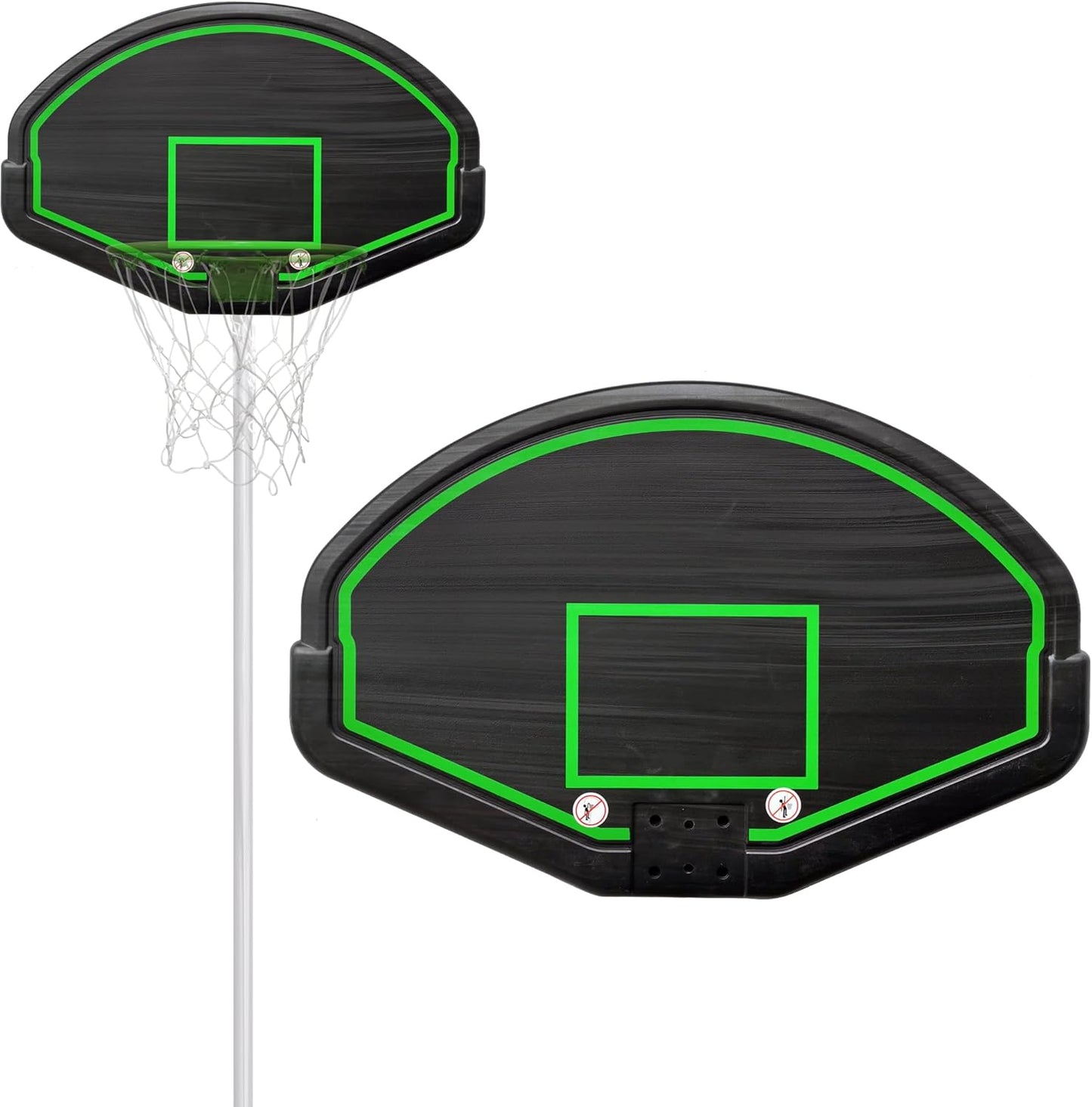 Basketball Backboard Replacement, 2 Holes Backboard for Basketball Hoop for 16ft Trampoline, 27.4in x 17.9inches Fan Shaped Back Board Replacement