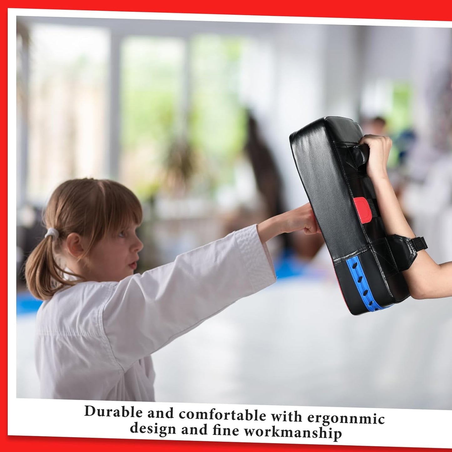 Poen 3 Pcs Taekwondo Kick Pads Muay Thai MMA Karate Sparring Gear Martial Arts Kickboxing Training Pads Punching Striking Target Equipment PU Leather Paddles Strike Curved Kick Shield
