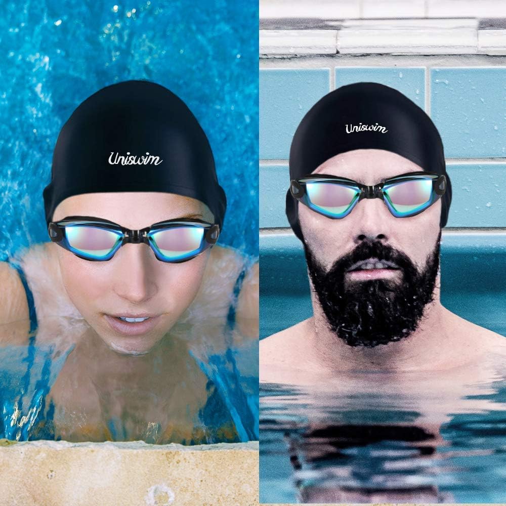 Swimming Goggles Swimming Cap Set Swim Glasses Silicone Swim hat Pack for Adults with Anti Fog Glasses for Swimming