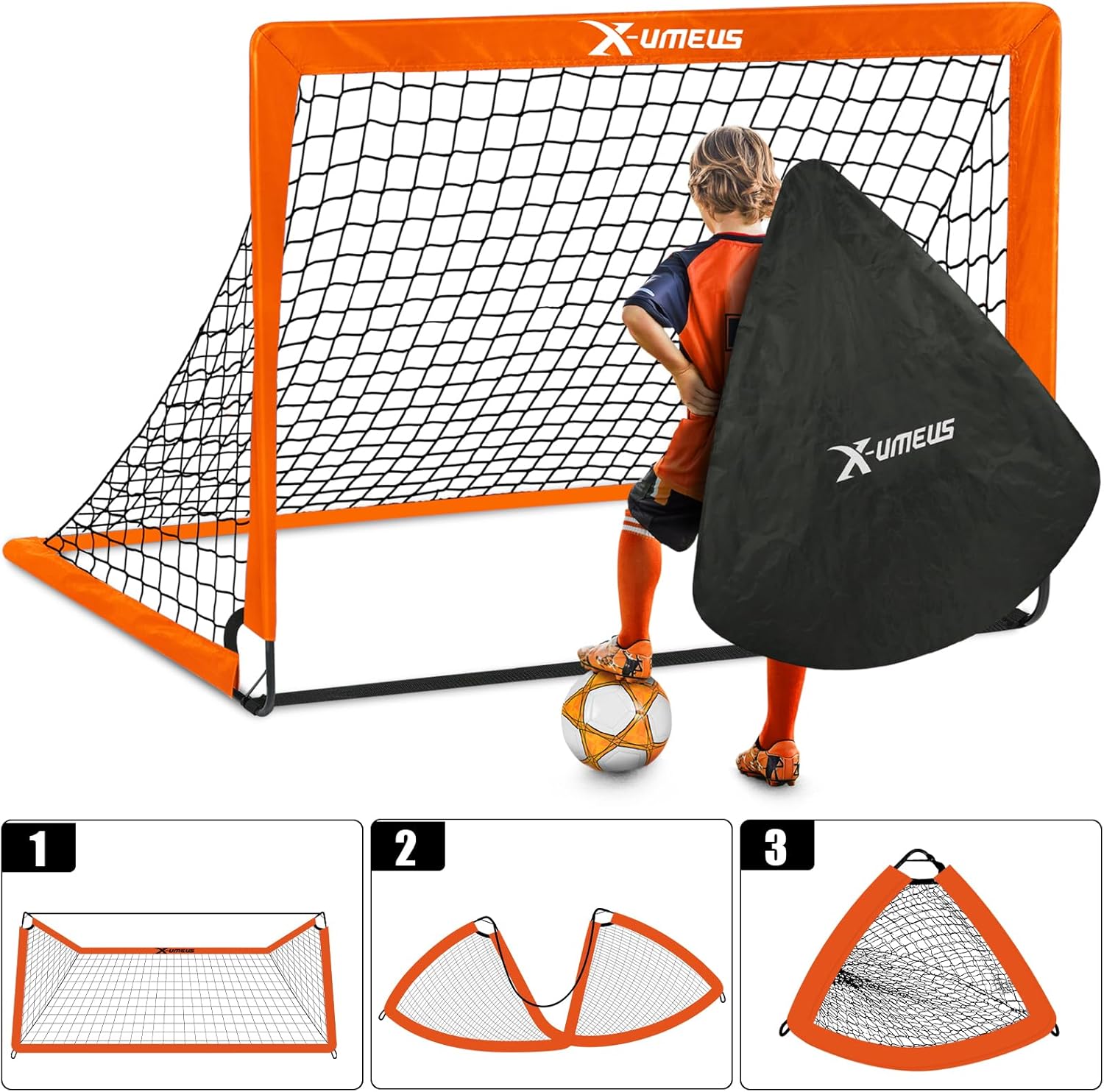 Kids Soccer Goals for Backyard, 4' x 3' Pop Up Toddler Goal Training Equipment with Ball, Agility Ladder and Cones, Portable Nets Backyard Youth Outdoor Sports Games
