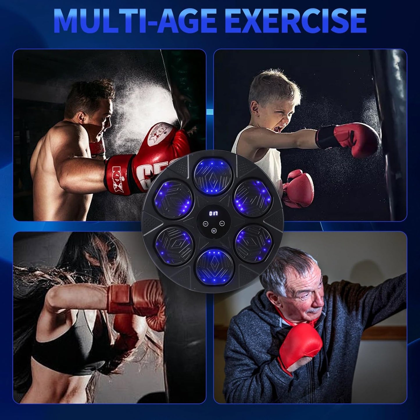2025 Music Boxing Machine for Adults and Kids, Smart Bluetooth Punching Bag with Boxing Gloves, Boxing Wall Mount Machine, Boxing Target Training Equipment for Home, Office, Gym(Upgrade)