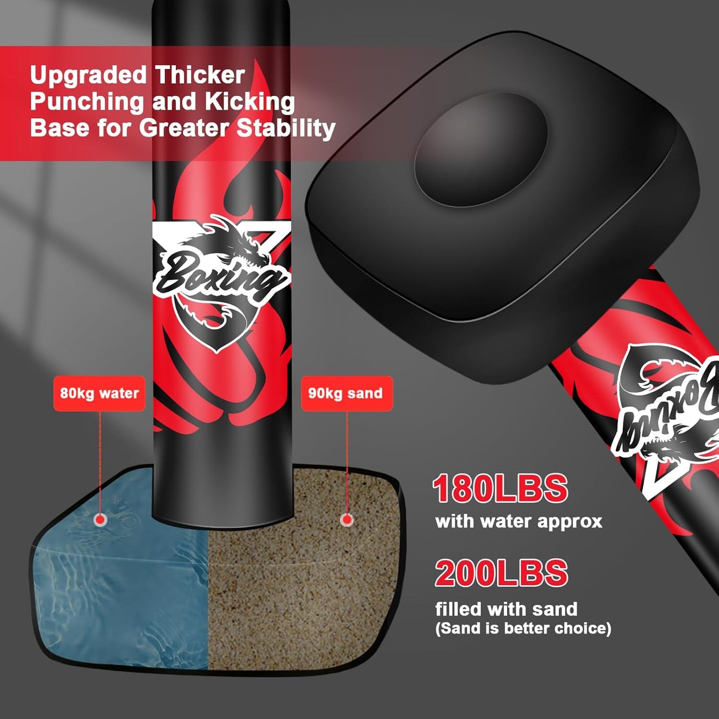 Standing Punching Bag for Adult Teens, 70" Freestanding Punching Bag with Boxing Gloves and Electric Air Pump for Beginners Kickboxing Training MMA Muay Thai Fitness Office Home Gym