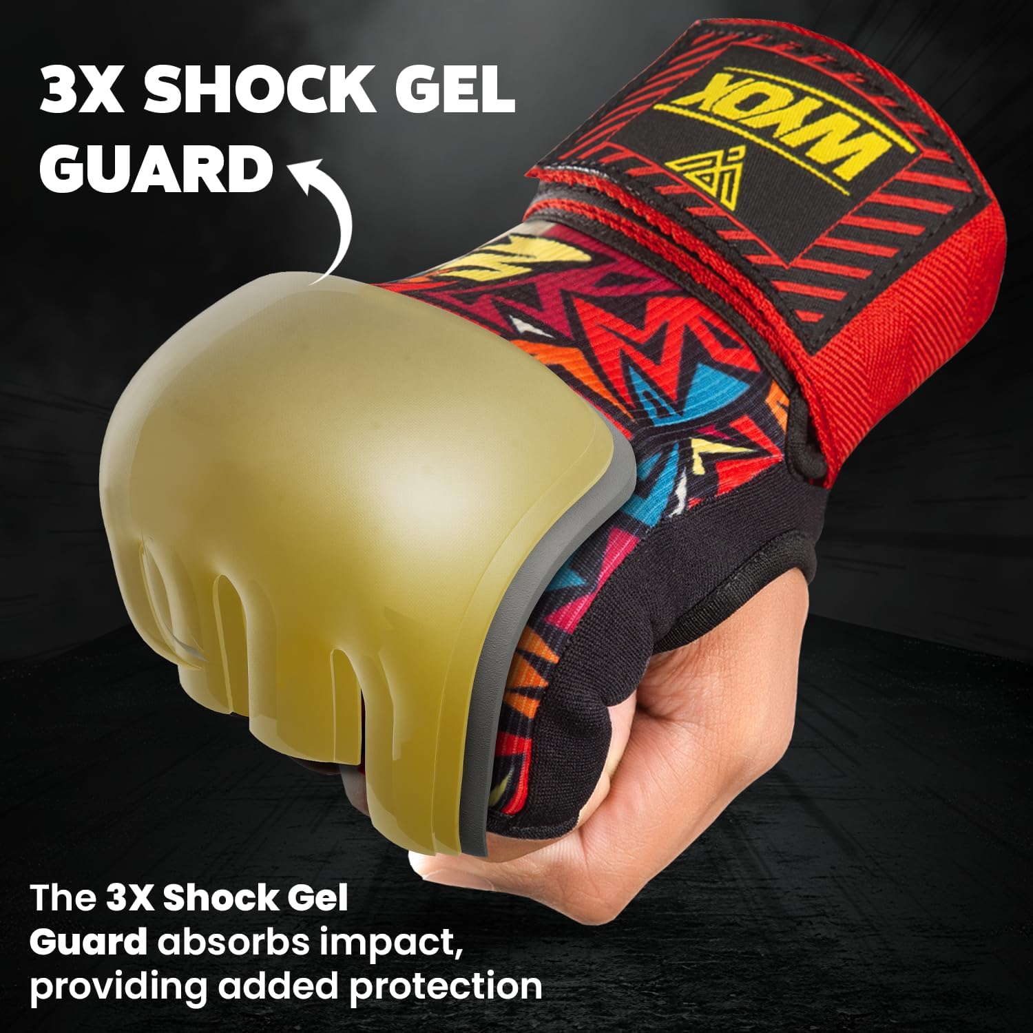 WYOX Gel Boxing Hand Wraps Inner Gloves for Men & Women, 80cm Quick Wrist Straps, Padded Knuckle Protection for Muay Thai Kickboxing, Hand Wraps for Boxing & Martial Arts
