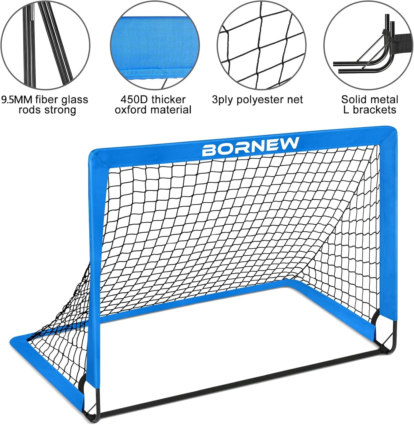 Kids Soccer Goal for Backyard Set - 2 Set of 6X4 / 4X3 ft Toddler Soccer Nets Training Equipment, Soccer Ball, Pop Up Portable Soccer Set for Kids and Youth Games and Training Goals Ages 3-16 Gift