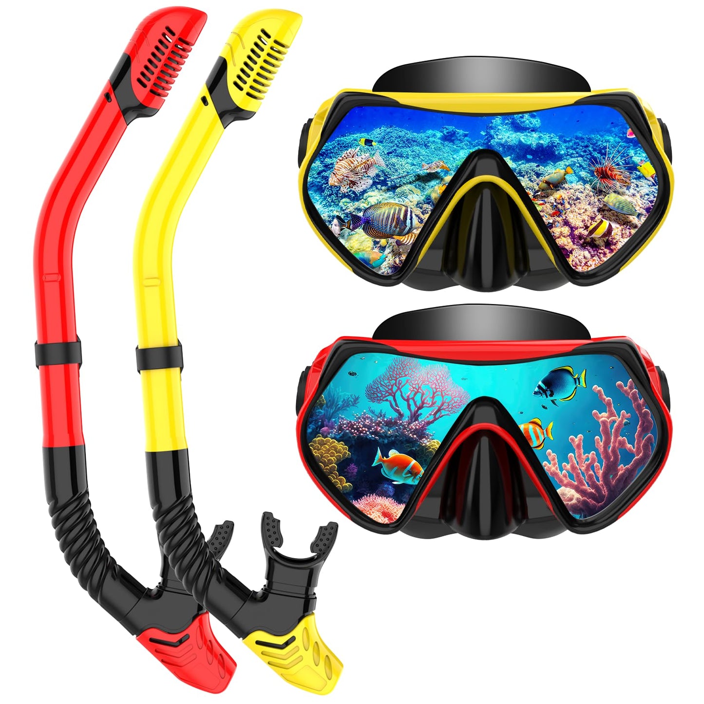 Snorkeling Gear for Adults, Dry-Top Snorkel Set Scuba Diving mask, 180°Panoramic Wide View Professional Snorkeling Gear Breathing Freely Snorkel Mask