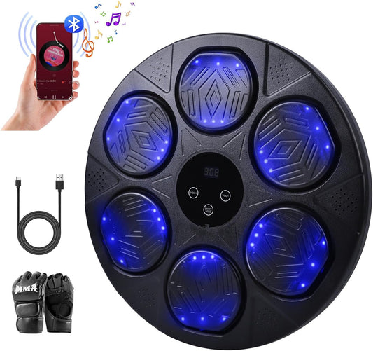 2025 Music Boxing Machine for Adults and Kids, Smart Bluetooth Punching Bag with Boxing Gloves, Boxing Wall Mount Machine, Boxing Target Training Equipment for Home, Office, Gym(Upgrade)