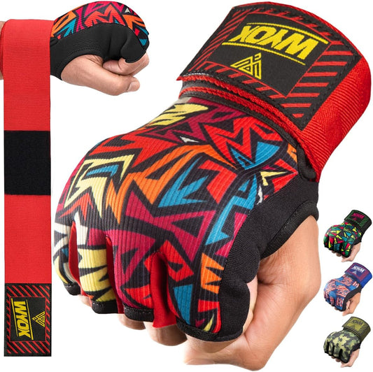 WYOX Gel Boxing Hand Wraps Inner Gloves for Men & Women, 80cm Quick Wrist Straps, Padded Knuckle Protection for Muay Thai Kickboxing, Hand Wraps for Boxing & Martial Arts