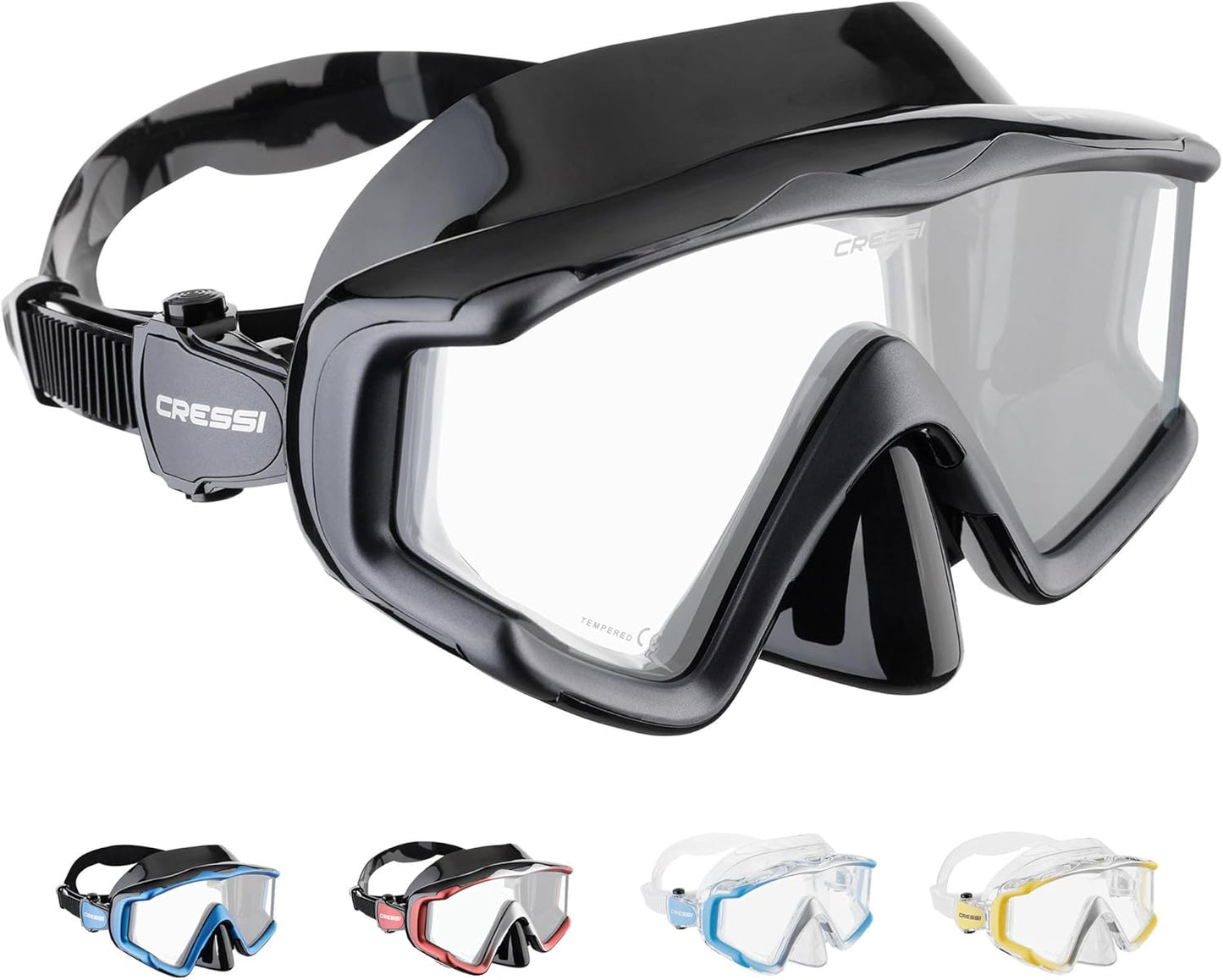 Cressi Perfect View Scuba Diving, Snorkeling Mask in Pure Comfortable Silicone - Available with Different Panoramic Lenses - Liberty Triside: Designed in Italy