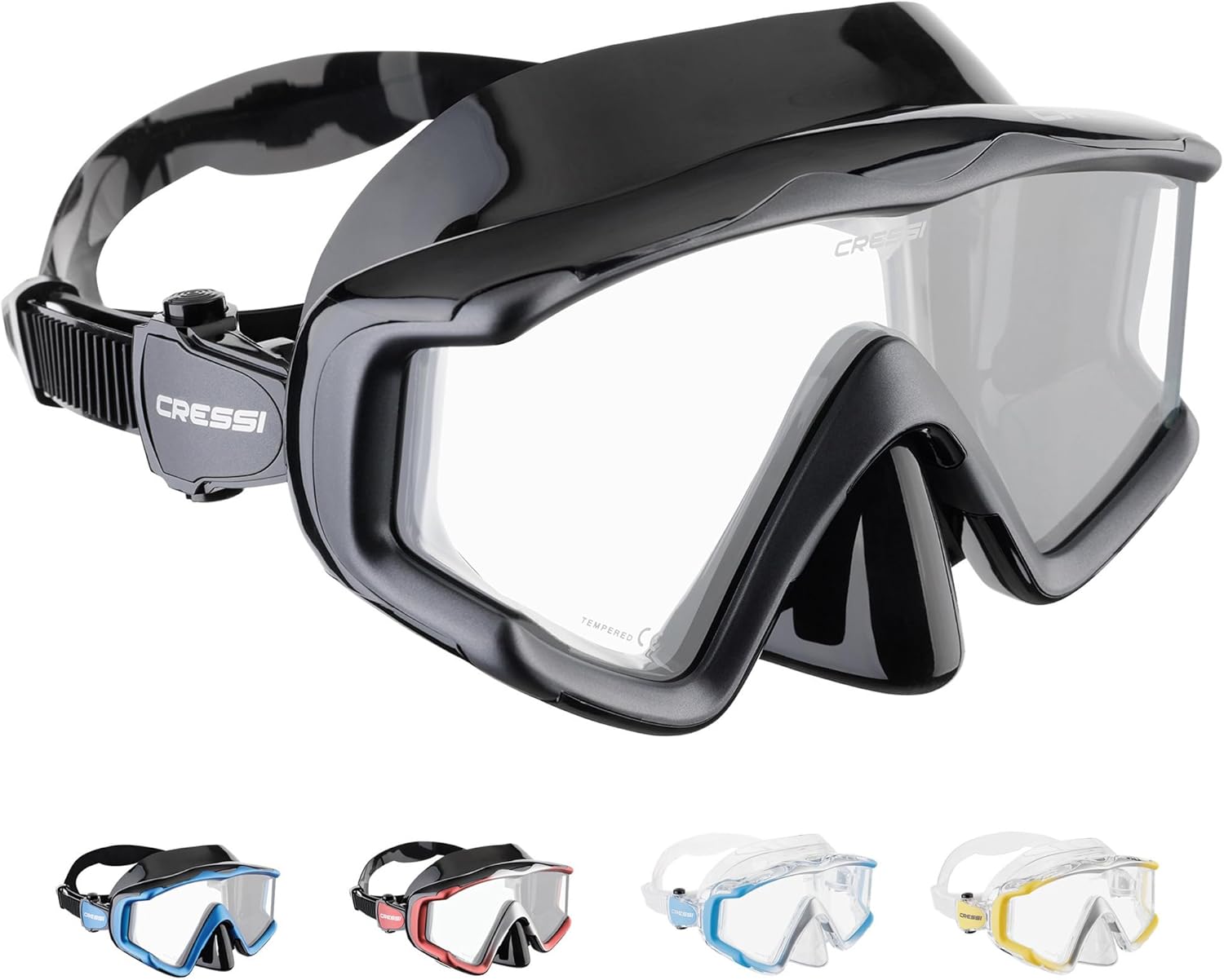Cressi Perfect View Scuba Diving, Snorkeling Mask in Pure Comfortable Silicone - Available with Different Panoramic Lenses - Liberty Triside: Designed in Italy