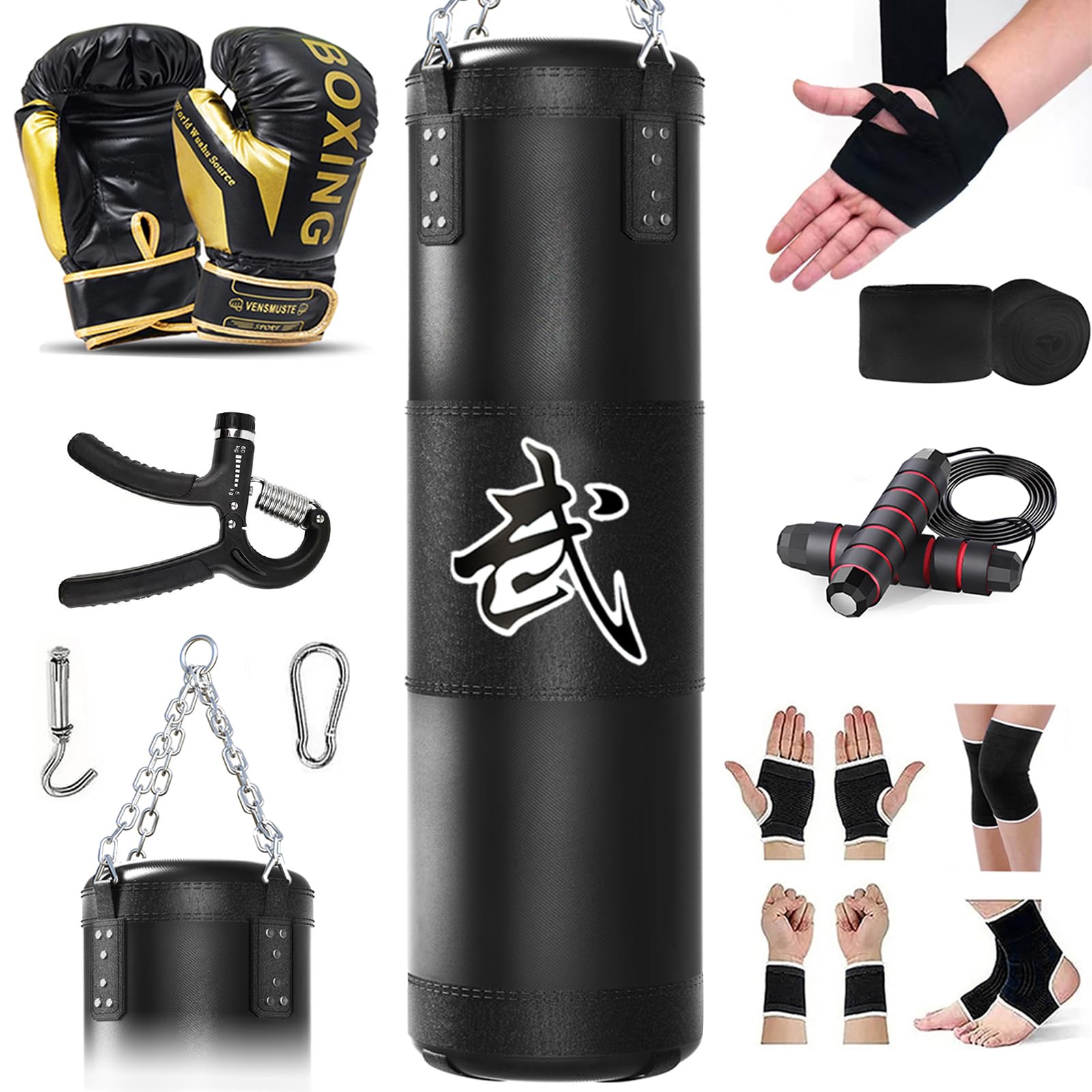 Punching Bag for Adults, 4ft Heavy Boxing Bag Set with 12oz Boxing Gloves, MMA Karate Kickboxing Boxing Home Gym Martial Art - Unfilled