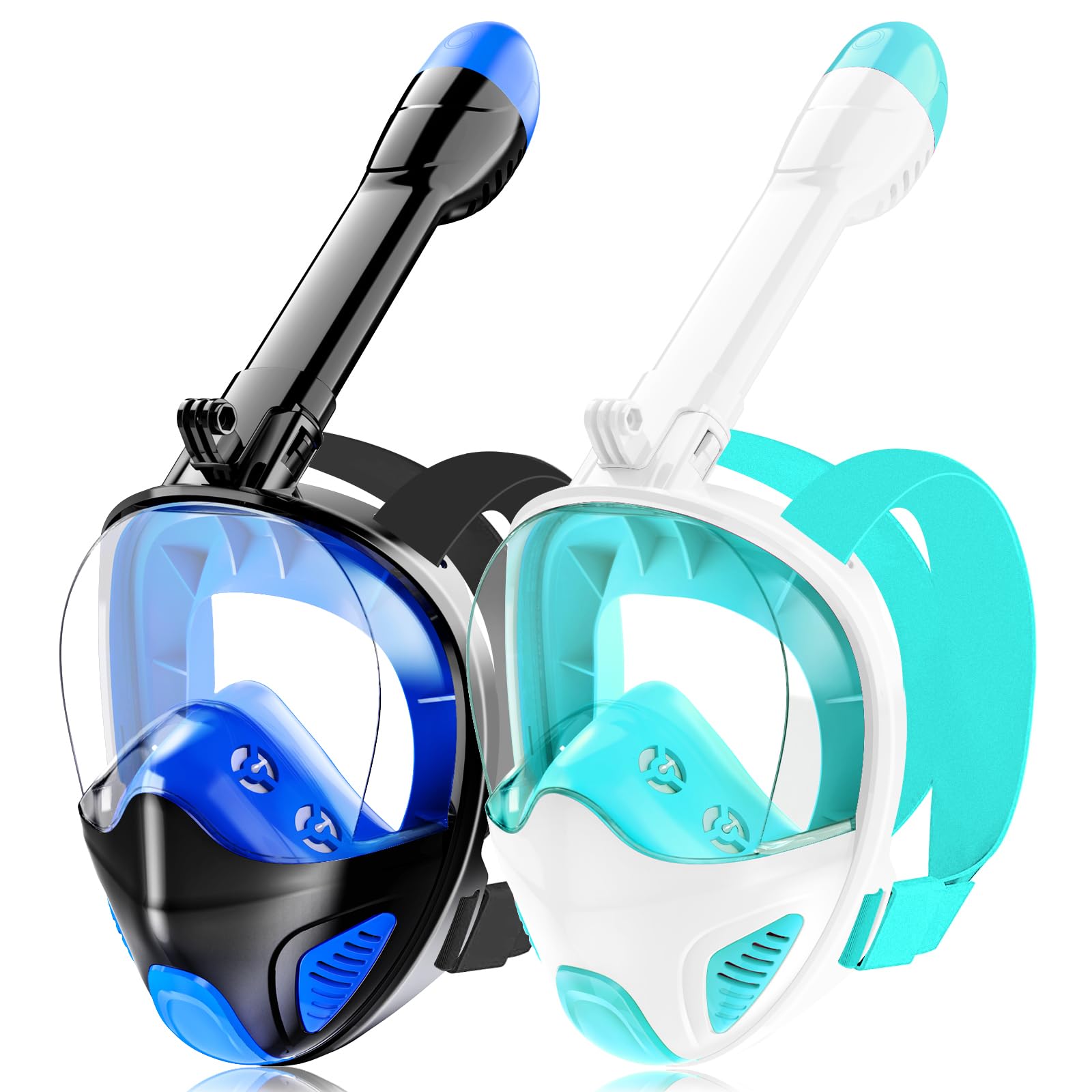 Full Face Snorkel Mask for Adults Teen, Snorkeling Gear with Detachable Camera Mount,Panoramic 180° View, Anti-Fog Anti-Leak Snorkling Set for Man and Women