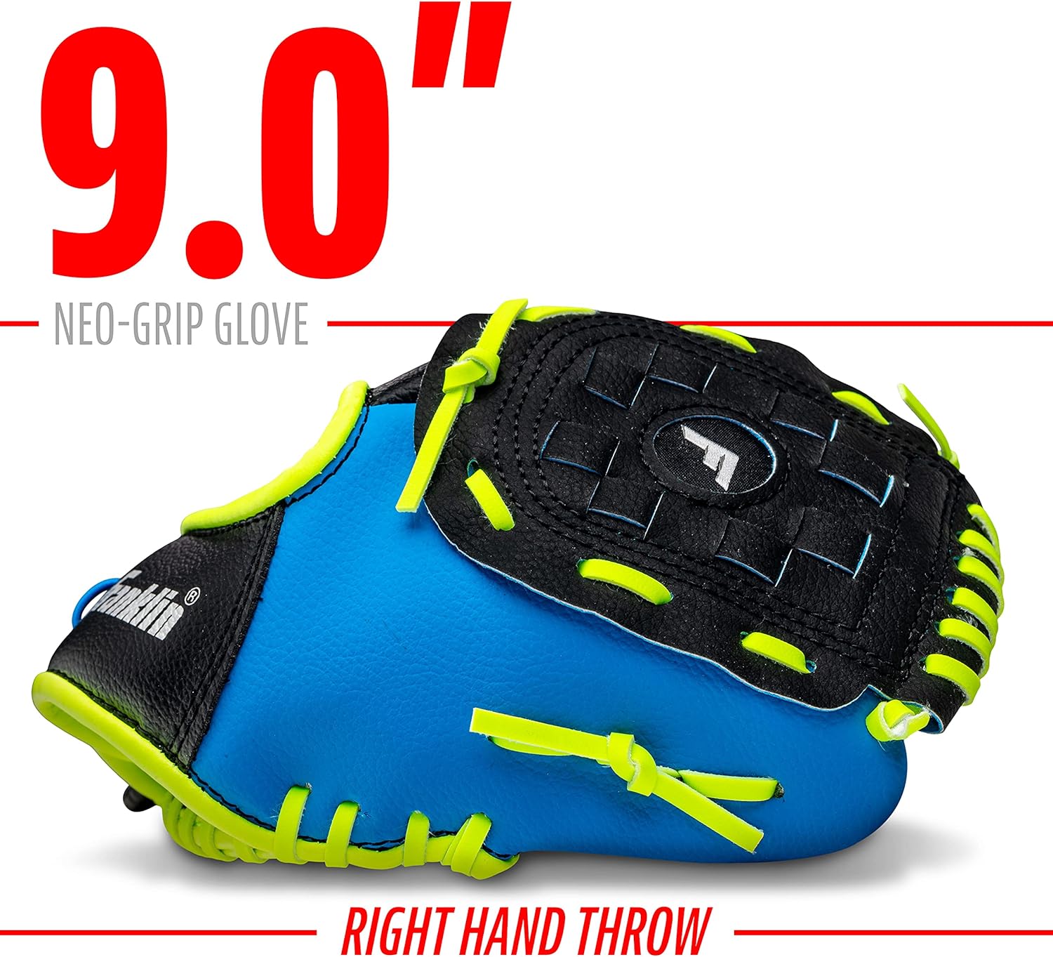 Franklin Sports Teeball Glove - Left and Right Handed Youth Fielding Glove - Neo-Grip - Synthetic Leather Baseball Glove - 9.0 Inch - Ready To Play Glove with Ball