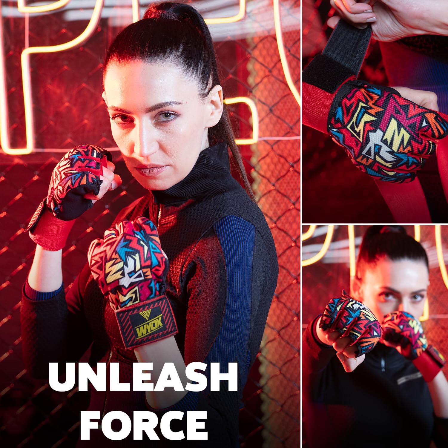 WYOX Gel Boxing Hand Wraps Inner Gloves for Men & Women, 80cm Quick Wrist Straps, Padded Knuckle Protection for Muay Thai Kickboxing, Hand Wraps for Boxing & Martial Arts