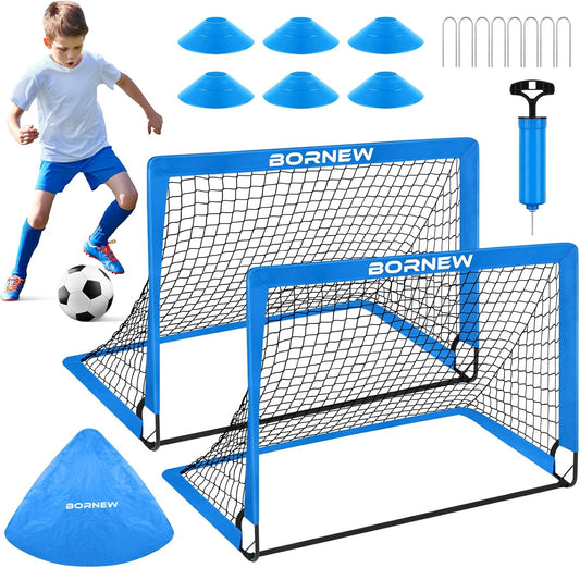 Kids Soccer Goal for Backyard Set - 2 Set of 6X4 / 4X3 ft Toddler Soccer Nets Training Equipment, Soccer Ball, Pop Up Portable Soccer Set for Kids and Youth Games and Training Goals Ages 3-16 Gift