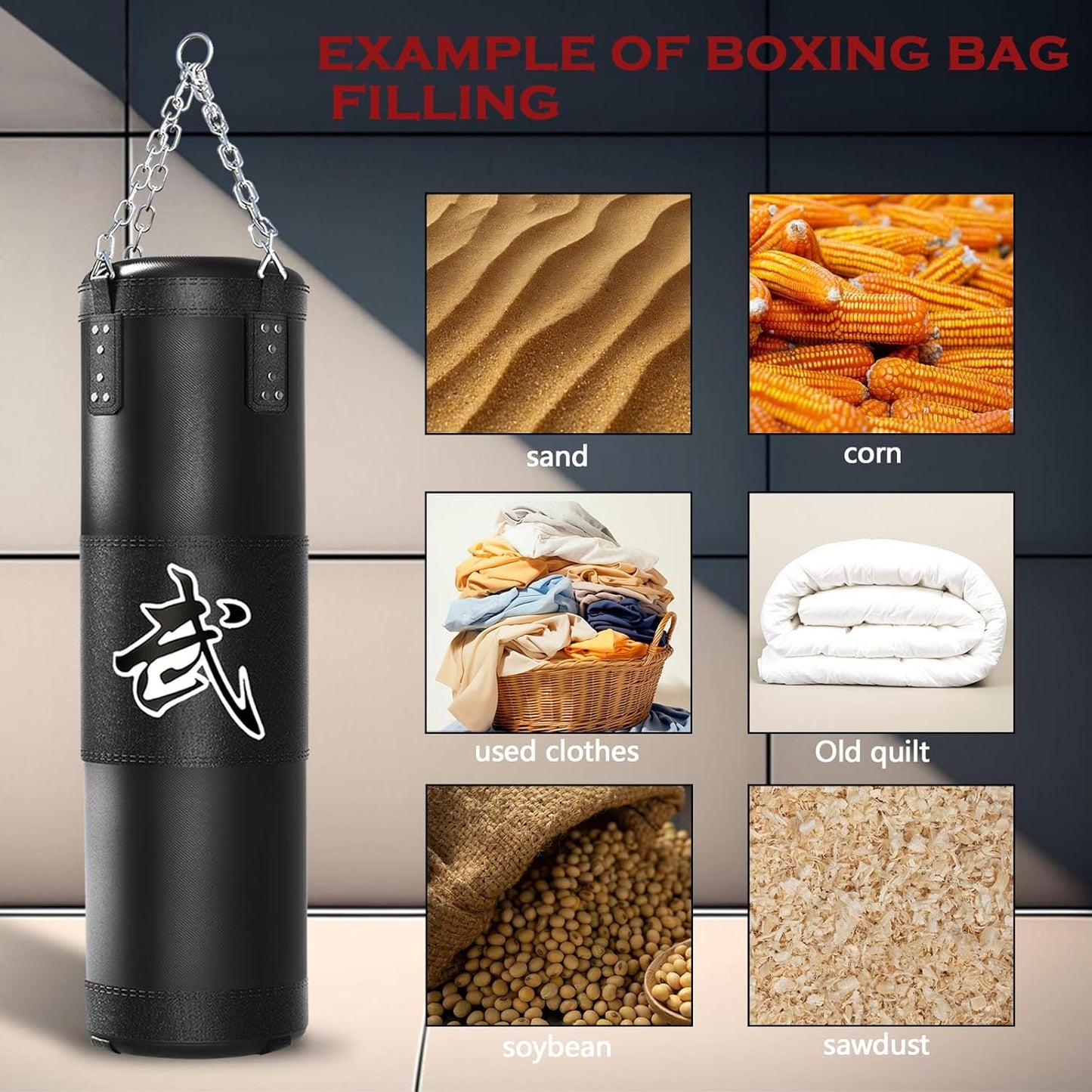 Punching Bag for Adults, 4ft Heavy Boxing Bag Set with 12oz Boxing Gloves, MMA Karate Kickboxing Boxing Home Gym Martial Art - Unfilled