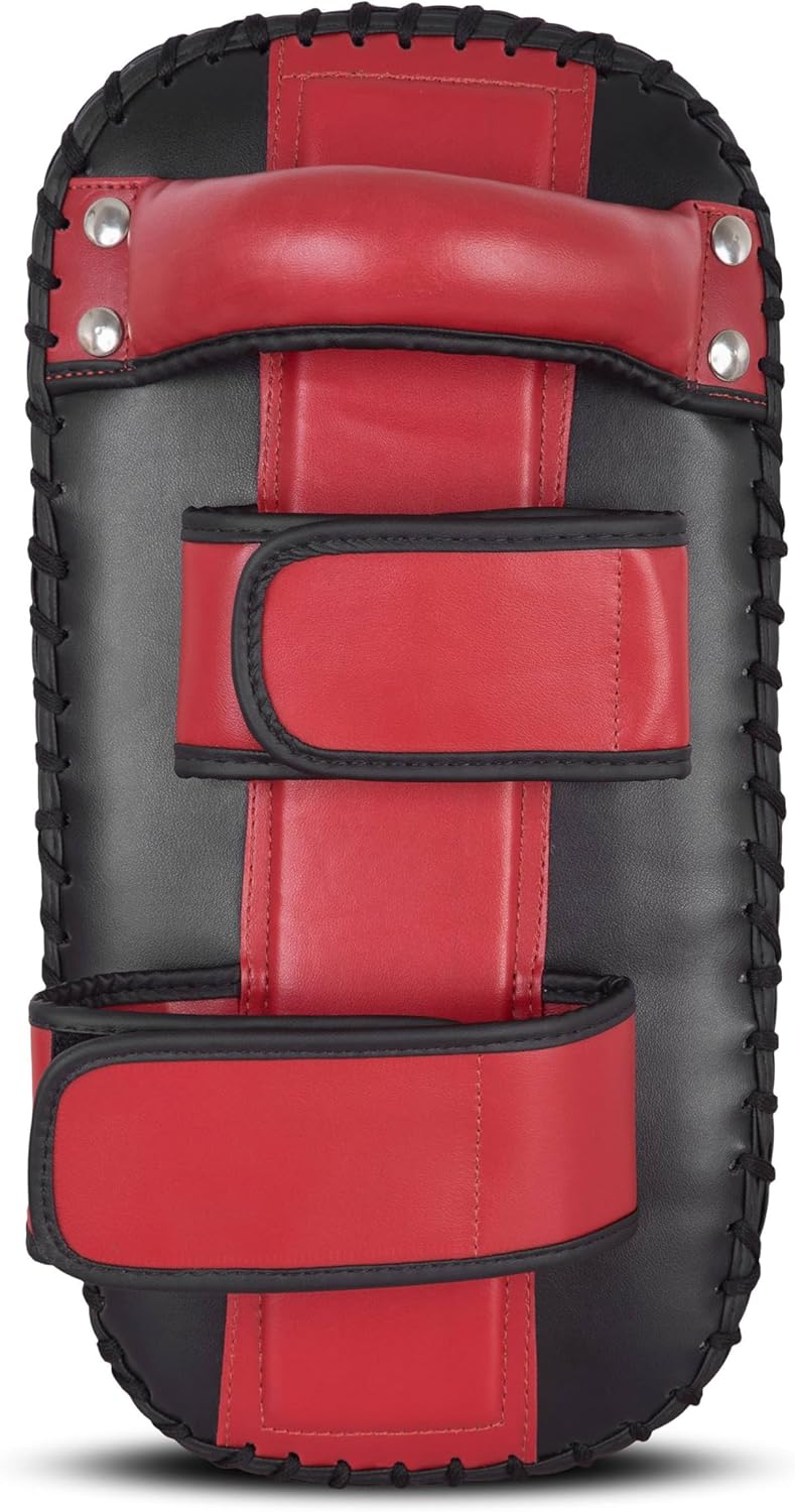 Curved Thai Pads with Strong Handle Grip, Thai-Inspired Design, 100% Genuine Leather, Combat Sports, Boxing, MMA, Martial Arts Taekwondo, Coaching, Training (Single/Pair)