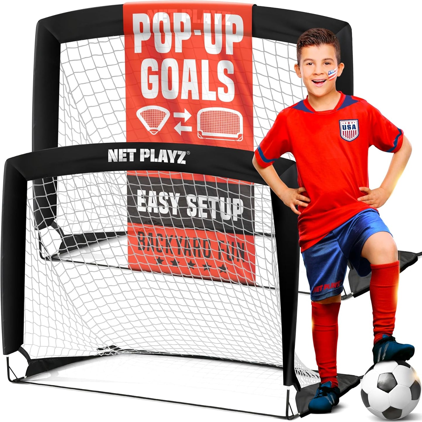 NET PLAYZ 4ftx3ft Easy Fold-Up Portable Training Soccer Goal, 36" D x 48" W x 36" H