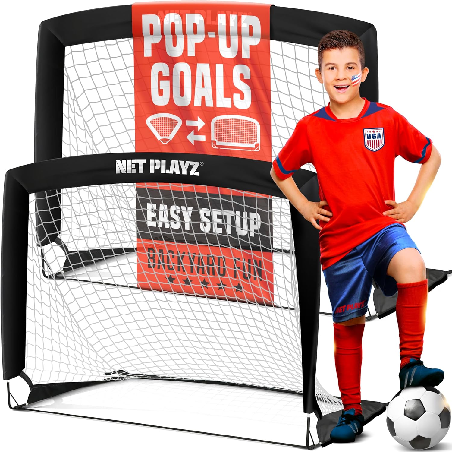 NET PLAYZ 4ftx3ft Easy Fold-Up Portable Training Soccer Goal, 36" D x 48" W x 36" H