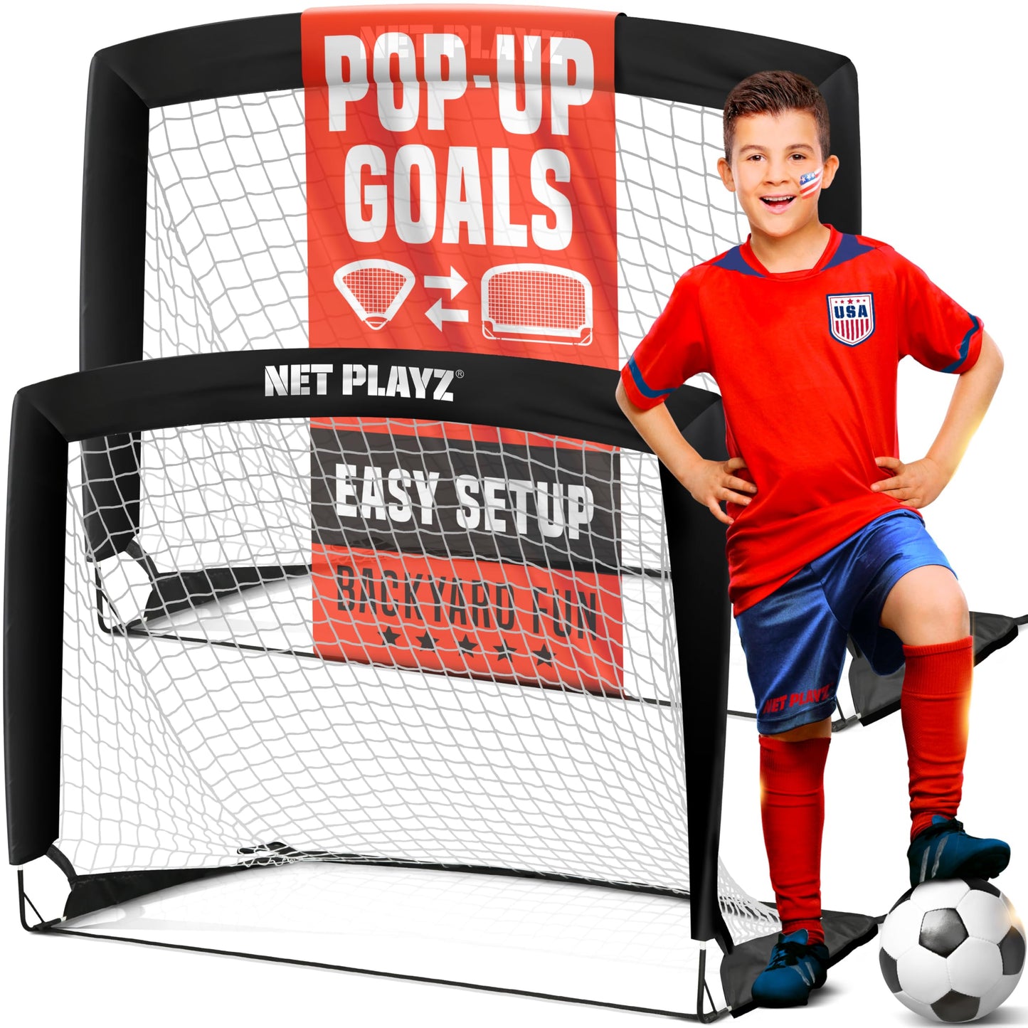 NET PLAYZ 4ftx3ft Easy Fold-Up Portable Training Soccer Goal, 36" D x 48" W x 36" H