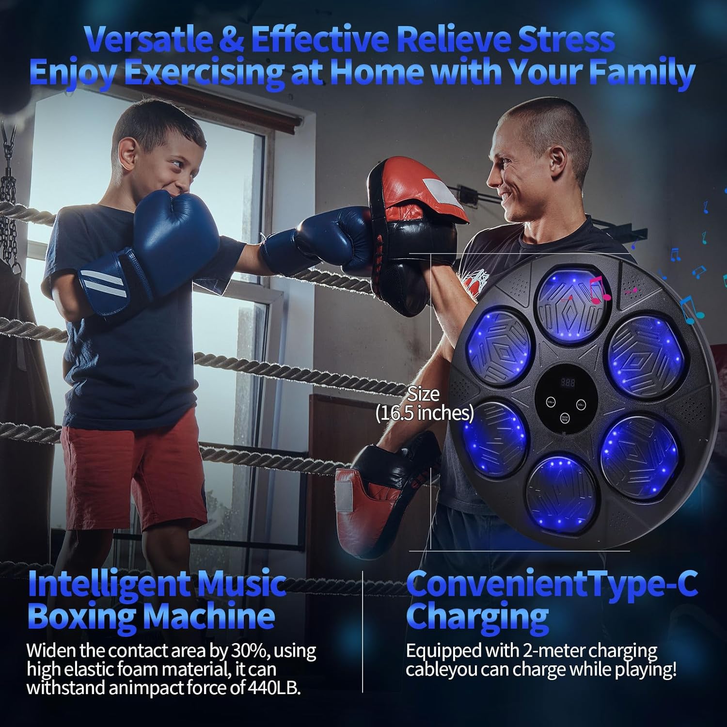 2025 Music Boxing Machine for Adults and Kids, Smart Bluetooth Punching Bag with Boxing Gloves, Boxing Wall Mount Machine, Boxing Target Training Equipment for Home, Office, Gym(Upgrade)