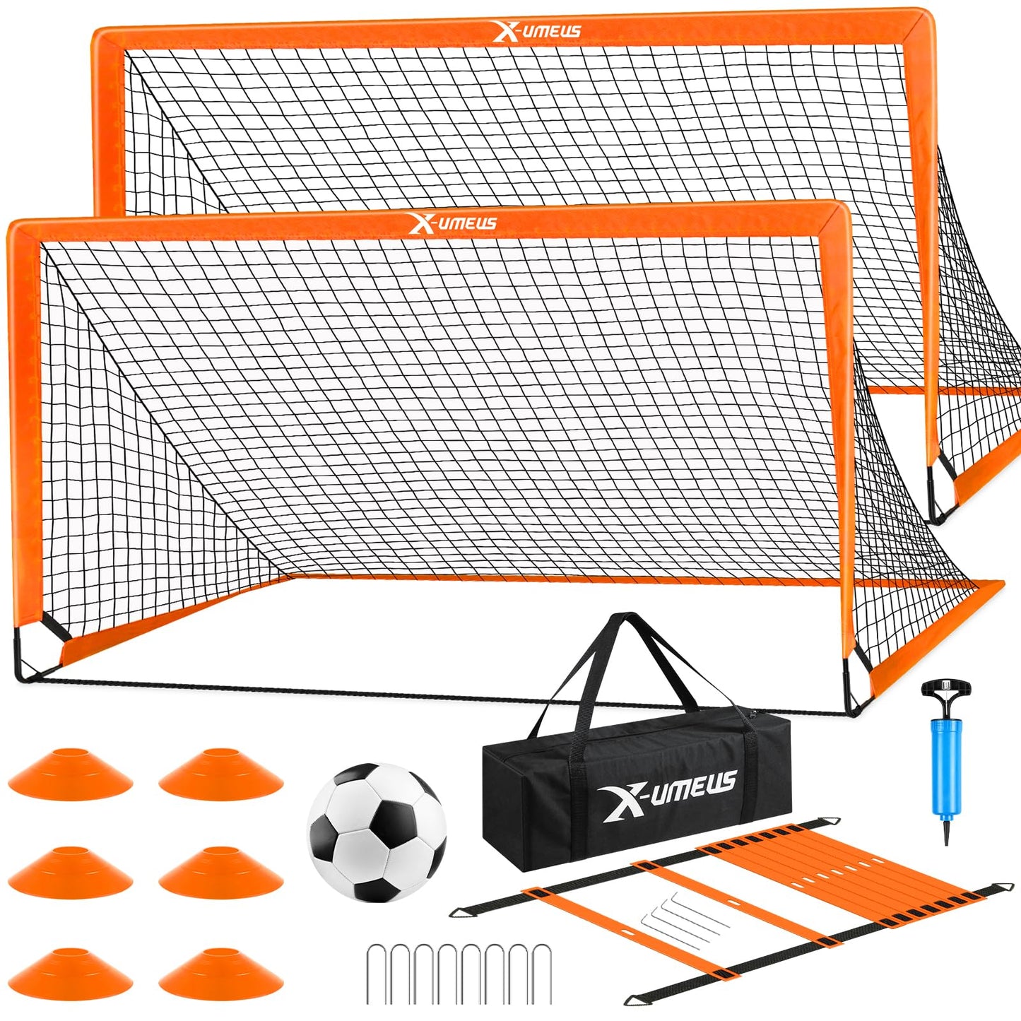 Kids Soccer Goals for Backyard, 4' x 3' Pop Up Toddler Goal Training Equipment with Ball, Agility Ladder and Cones, Portable Nets Backyard Youth Outdoor Sports Games