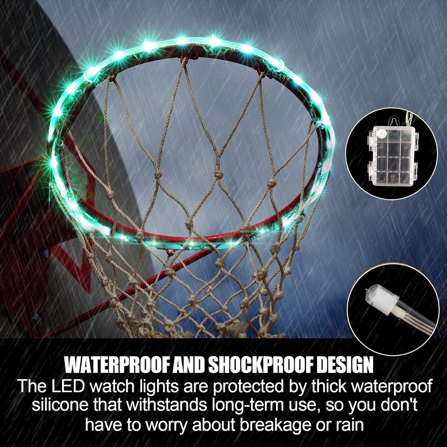 Green Bean LED Basketball Hoop Light Rim and Backboard, Remote Control Basketball Rim Light with 16 Colors 7 Flashing Mode for Playing Basketball in The Dark (Rim and Backboard not Included)