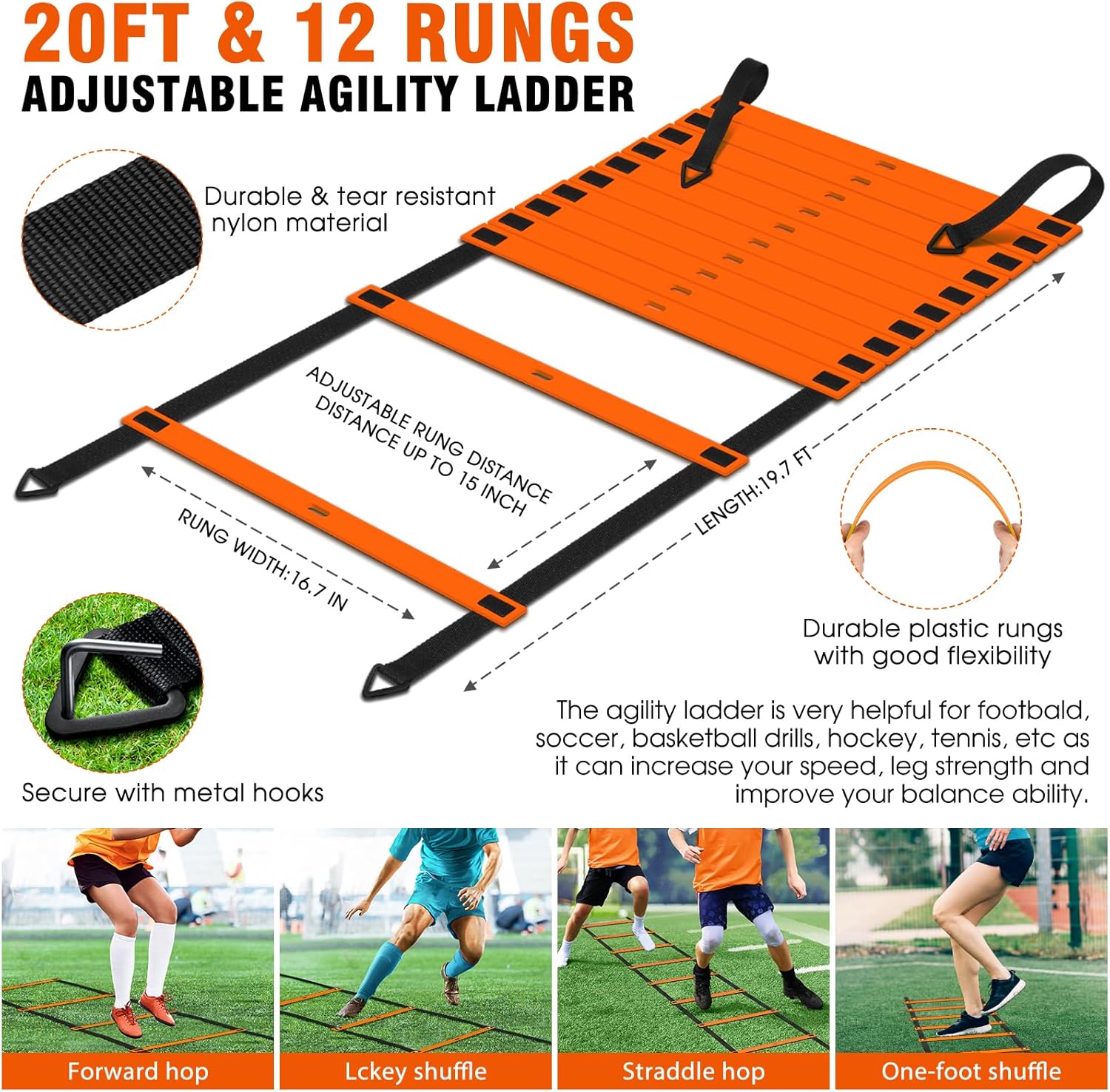 Kids Soccer Goals for Backyard, 4' x 3' Pop Up Toddler Goal Training Equipment with Ball, Agility Ladder and Cones, Portable Nets Backyard Youth Outdoor Sports Games