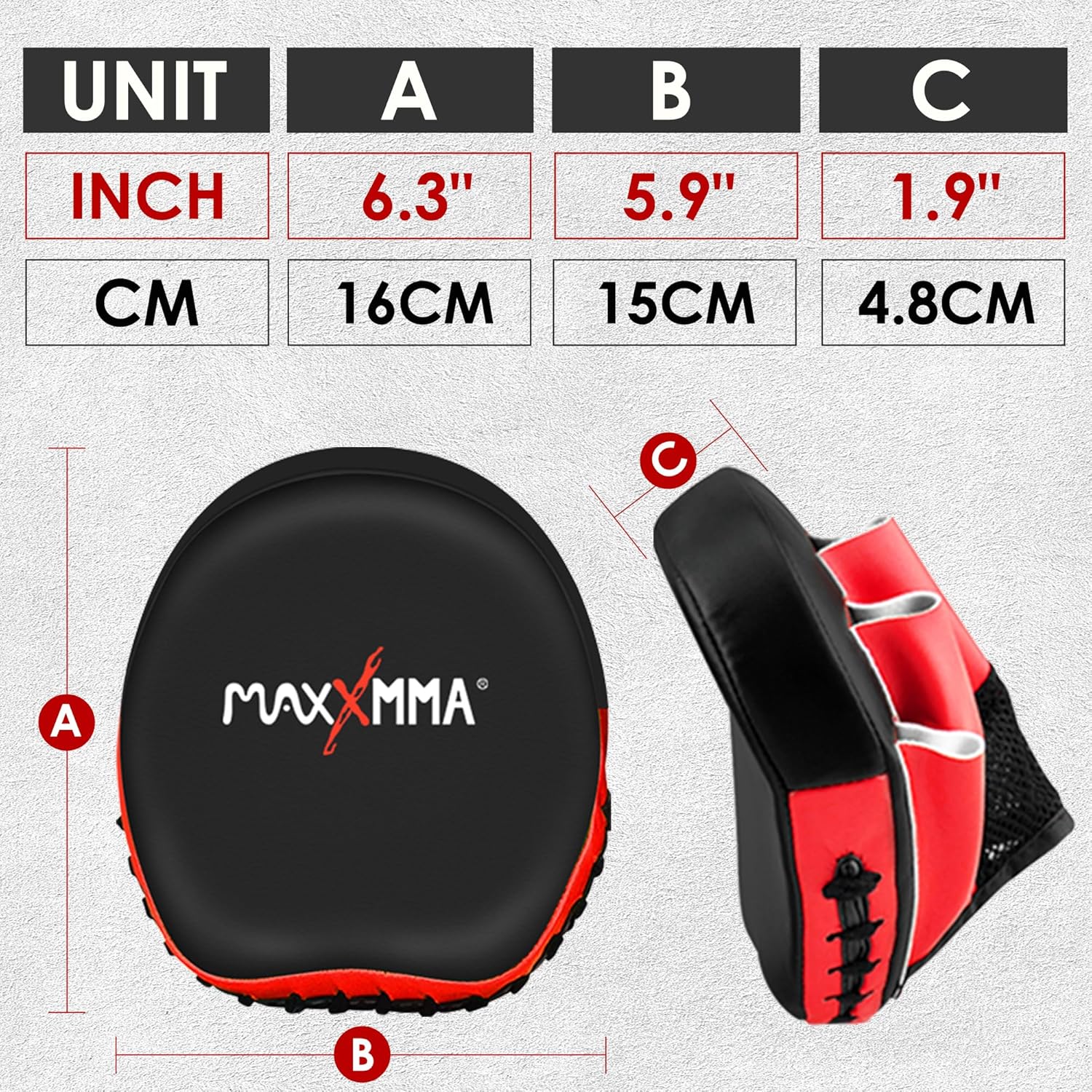 MaxxMMA Micro Focus Punch Mitts - Boxing MMA Training Fitness Kickboxing Muay Thai