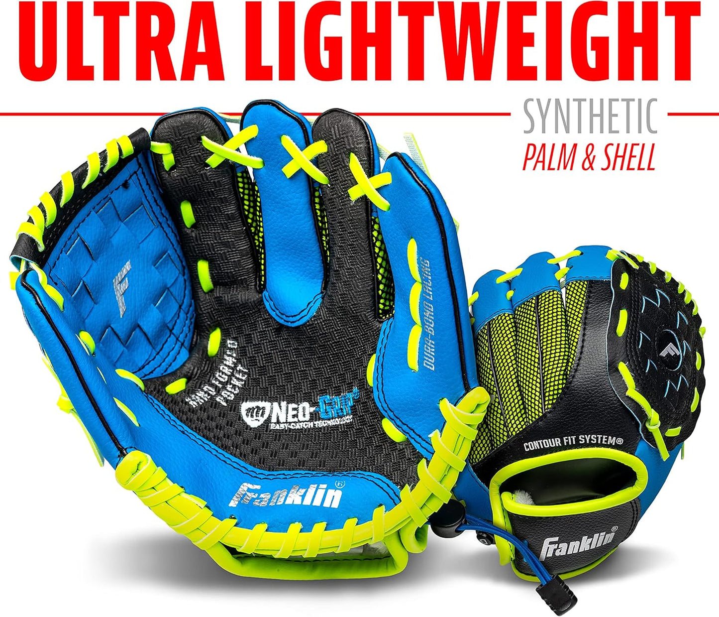 Franklin Sports Teeball Glove - Left and Right Handed Youth Fielding Glove - Neo-Grip - Synthetic Leather Baseball Glove - 9.0 Inch - Ready To Play Glove with Ball
