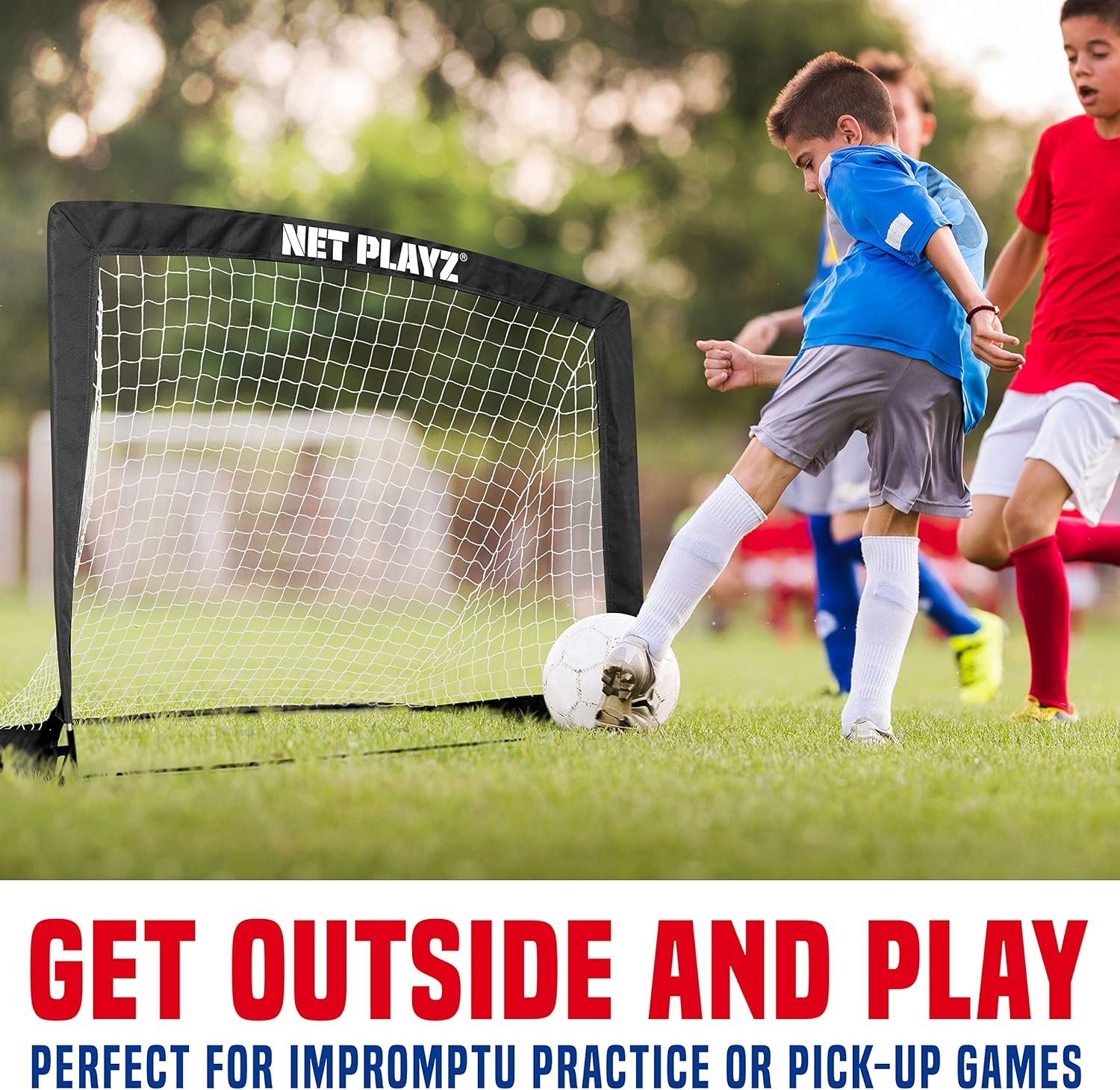 NET PLAYZ 4ftx3ft Easy Fold-Up Portable Training Soccer Goal, 36" D x 48" W x 36" H