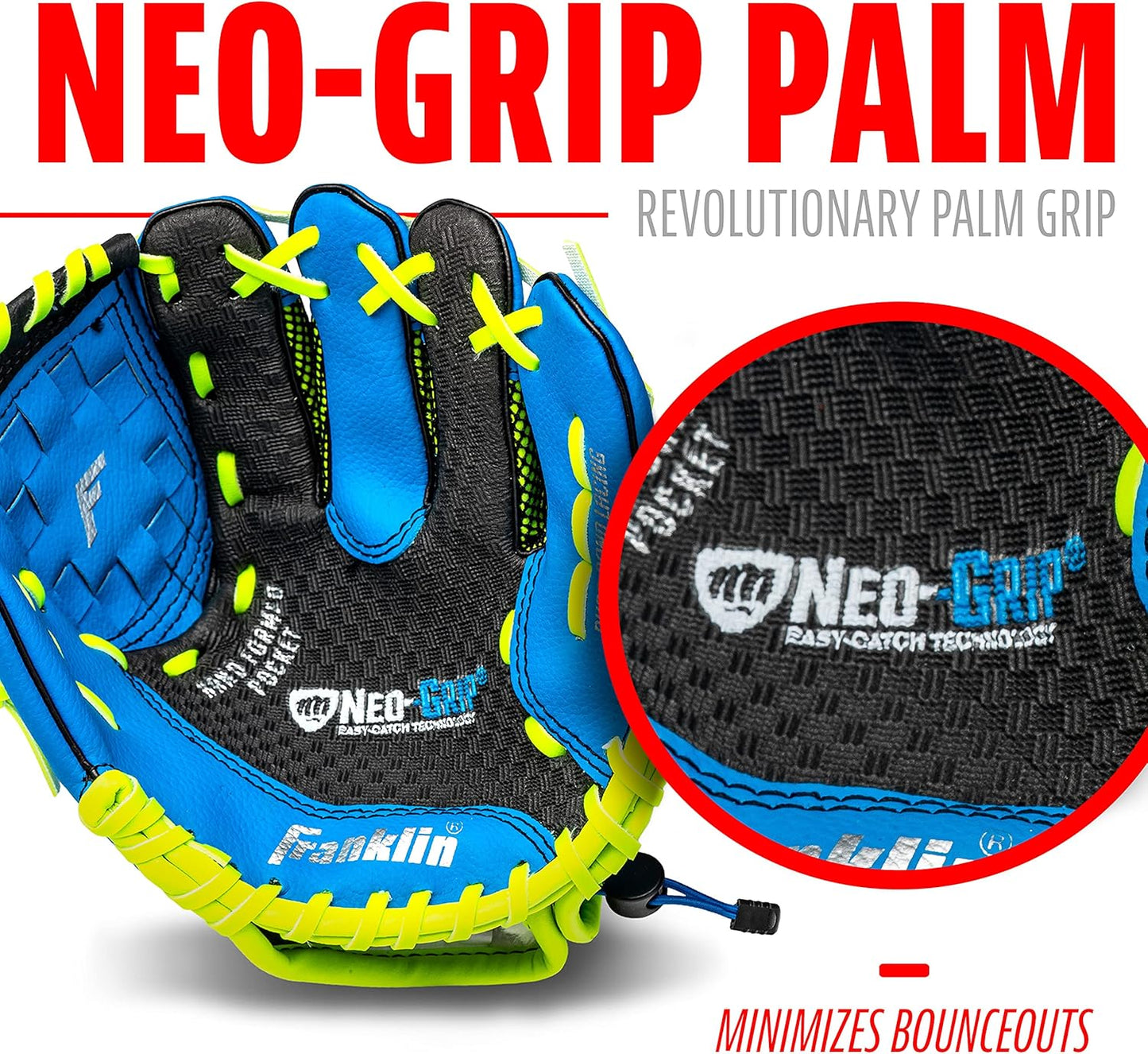 Franklin Sports Teeball Glove - Left and Right Handed Youth Fielding Glove - Neo-Grip - Synthetic Leather Baseball Glove - 9.0 Inch - Ready To Play Glove with Ball