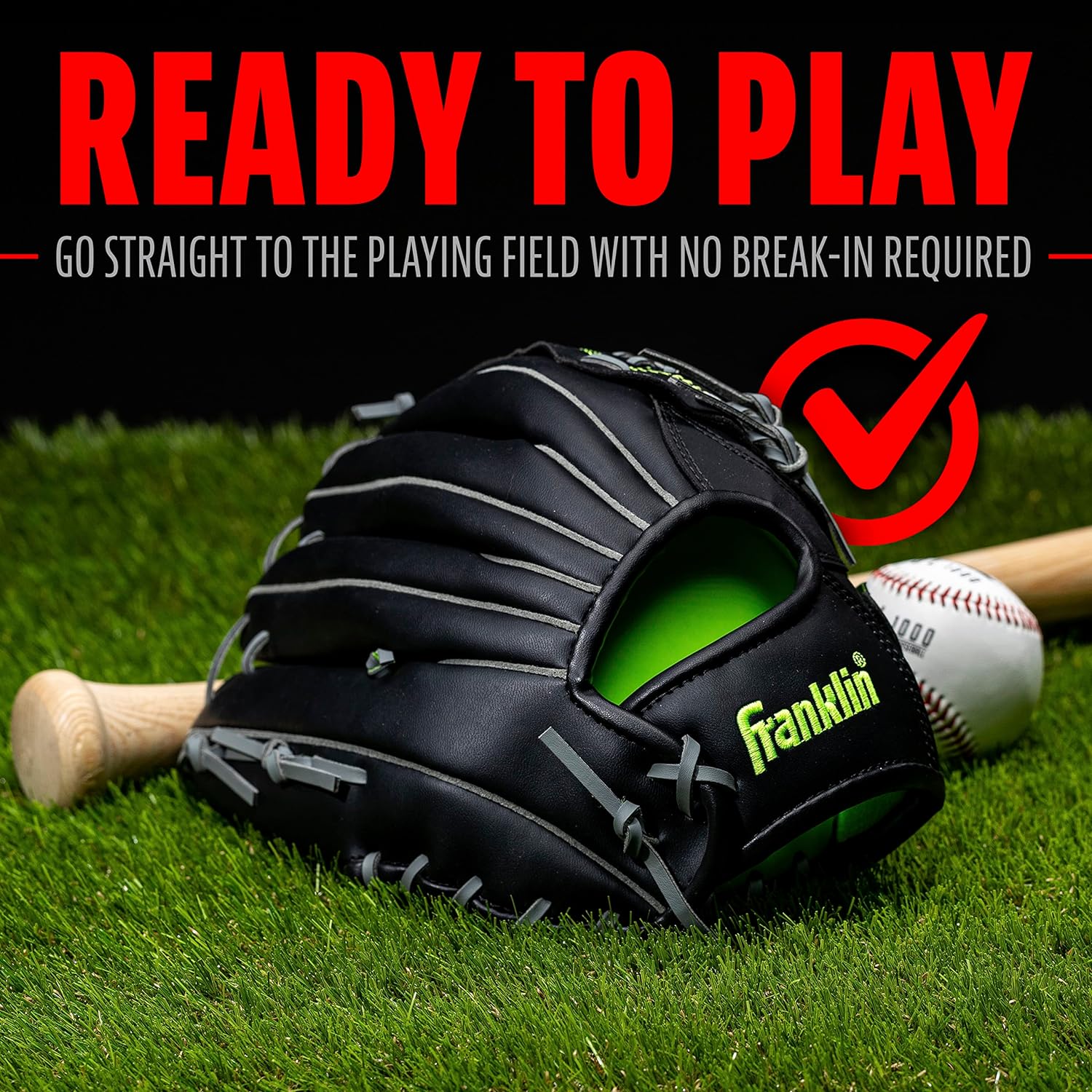 Franklin Sports Baseball + Softball Gloves - Field Master Adult + Youth Baseball + Softball Gloves - Right Hand + Left Hand Gloves - Infield + Outfield Mitts - Multiple Sizes + Colors