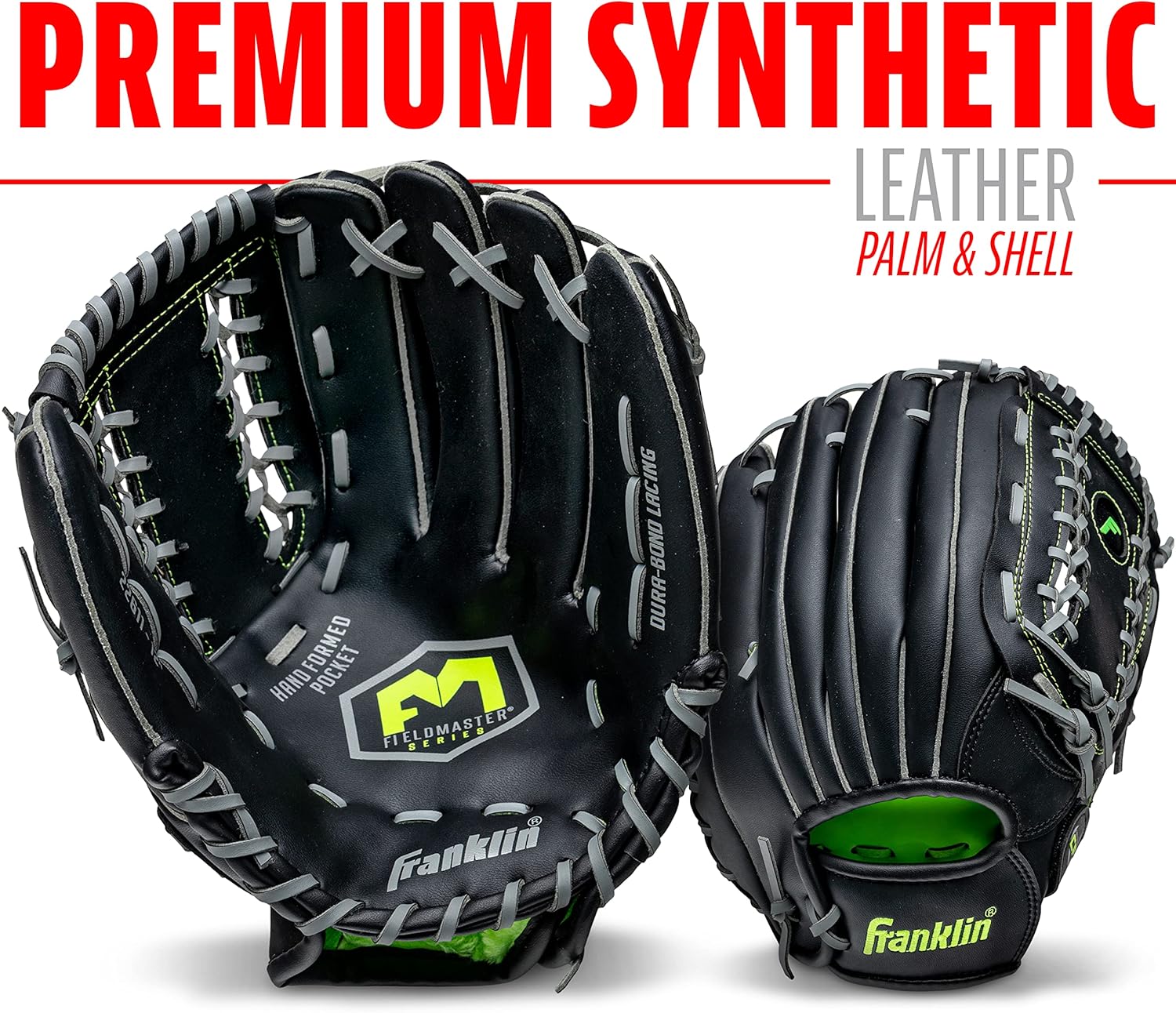 Franklin Sports Baseball + Softball Gloves - Field Master Adult + Youth Baseball + Softball Gloves - Right Hand + Left Hand Gloves - Infield + Outfield Mitts - Multiple Sizes + Colors