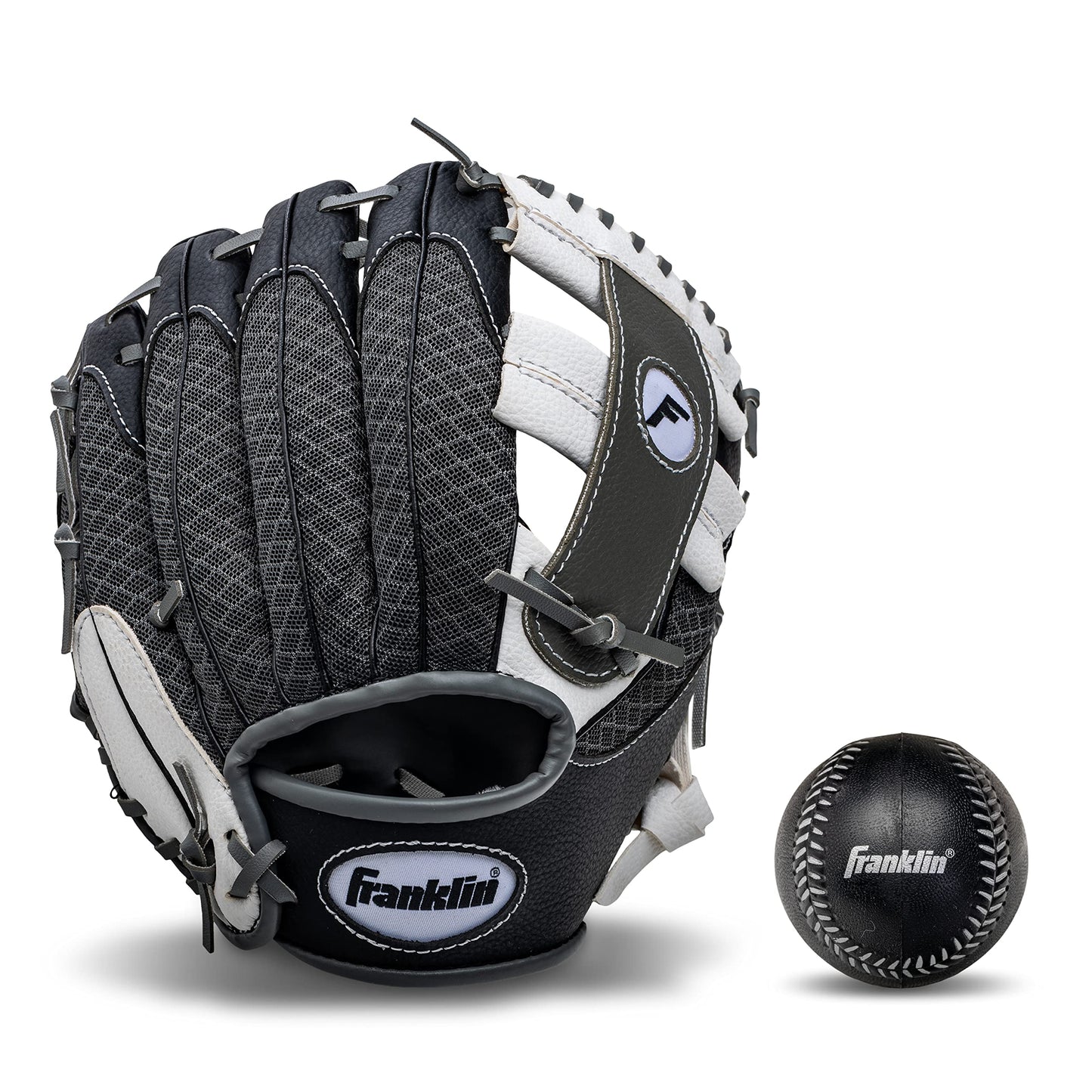 Franklin Sports Kids Baseball Glove + Ball Sets - Meshtek Youth Teeball Gloves for Kids + Toddlers - Left + Right Hand Throw Mitts + Glove Sets with Foam Balls - Boys + Girls Gloves - 9.5" Inch