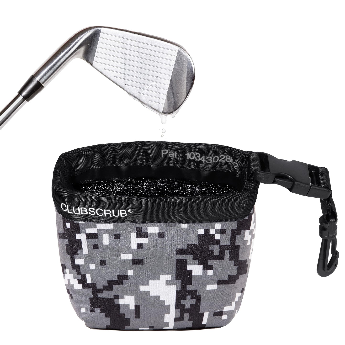 Golf Club and Golf Ball Cleaning Bag, Waterproof Clean Face Technology Liner, Detachable Clip, Machine Washable, Cleans Club Grooves, Dry Exterior (Neoprene or Microfiber Option Available)