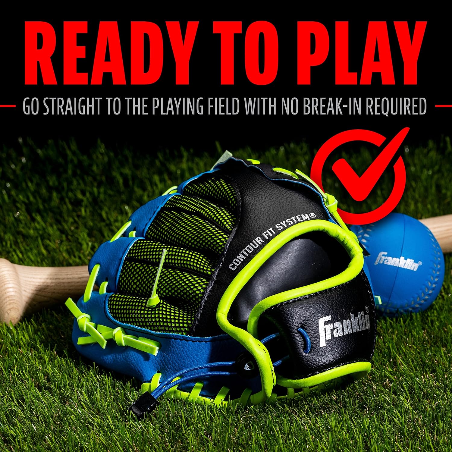 Franklin Sports Teeball Glove - Left and Right Handed Youth Fielding Glove - Neo-Grip - Synthetic Leather Baseball Glove - 9.0 Inch - Ready To Play Glove with Ball