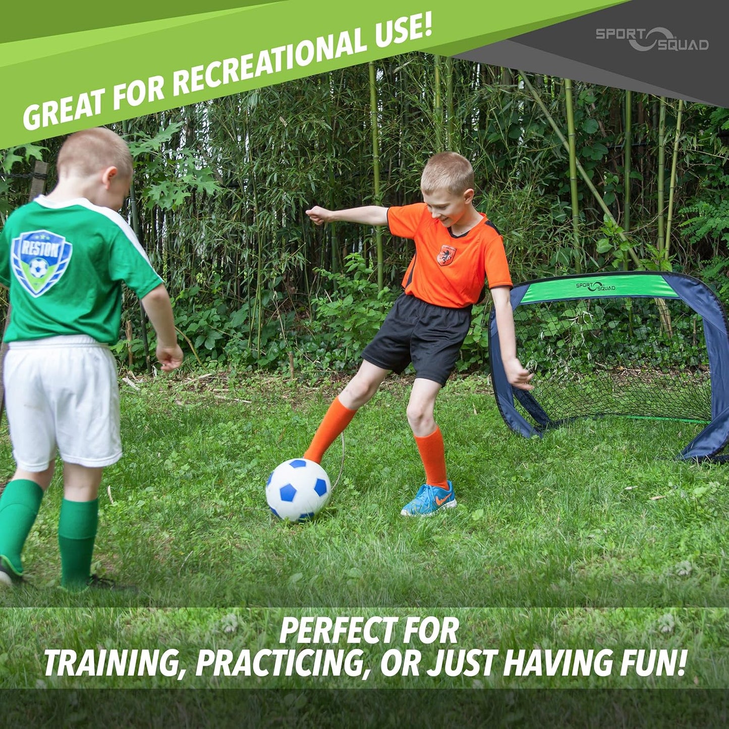 Sport Squad Portable Soccer Goal Net Set - Pop Up Training Soccer Goals for Backyard - Indoor or Outdoor Versions - Easy Assembly - Great for Kids and Adults