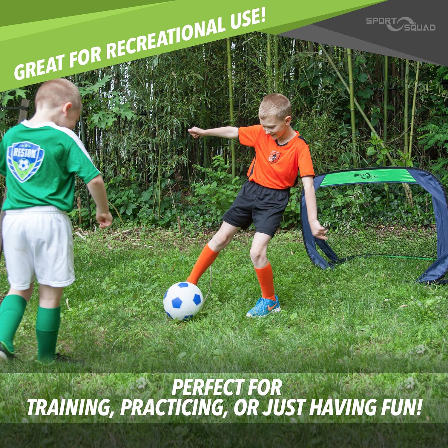 Sport Squad Portable Soccer Goal Net Set - Pop Up Training Soccer Goals for Backyard - Indoor or Outdoor Versions - Easy Assembly - Great for Kids and Adults